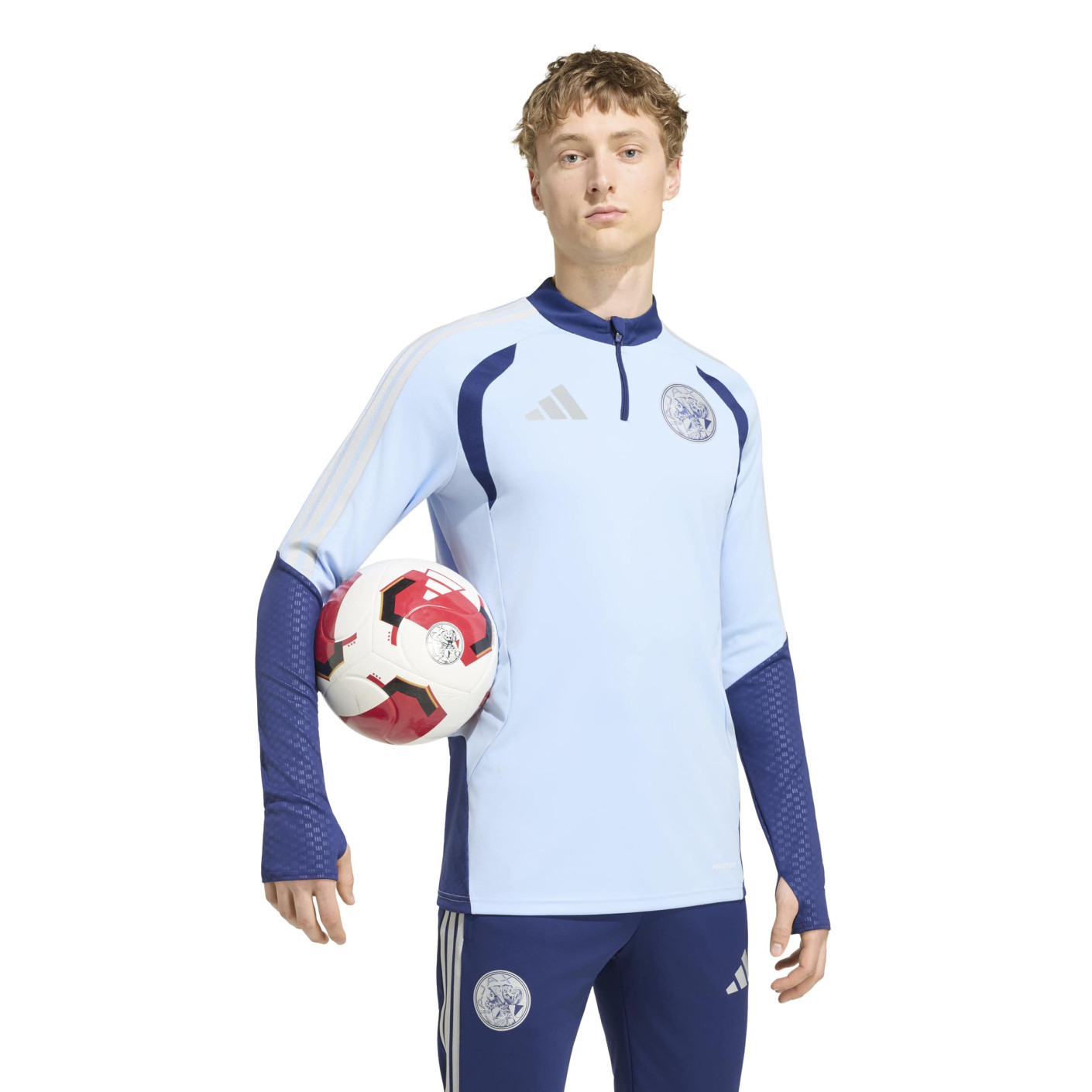 adidas Ajax Trainingstrui 1/4-Zip 2026-2027 Lichtblauw Donkerblauw