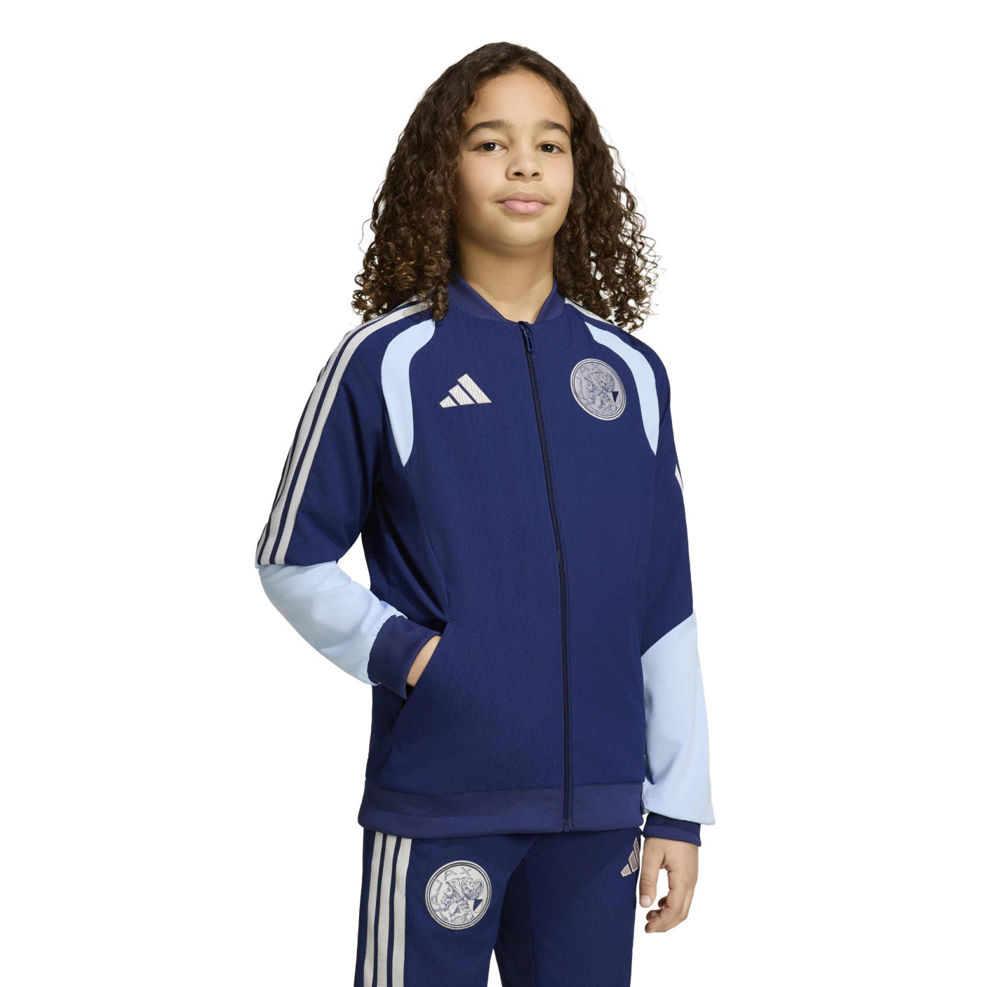 adidas Ajax Presentatie Trainingsjack 2026-2027 Kids Donkerblauw Lichtblauw