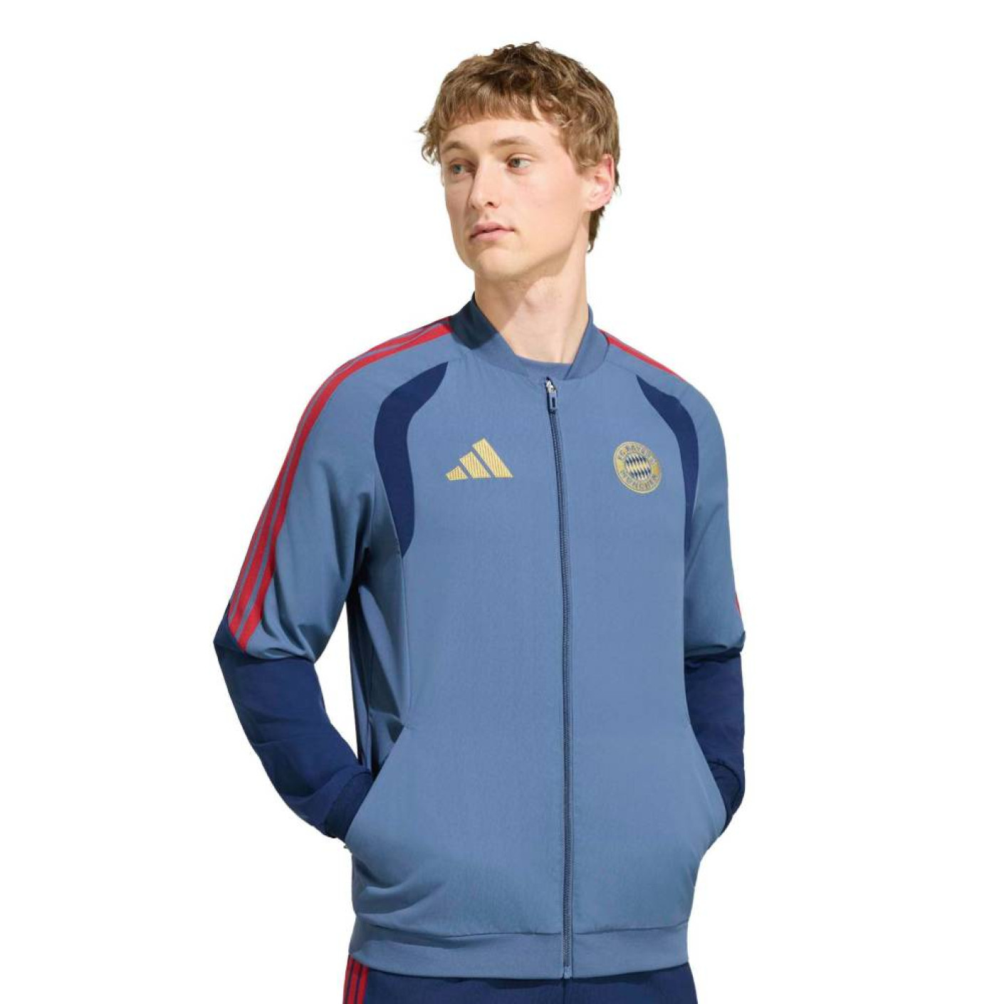 adidas Bayern Munich Présentation Veste d'Entraînement 2026-2027 Bleu Foncé Rouge Doré