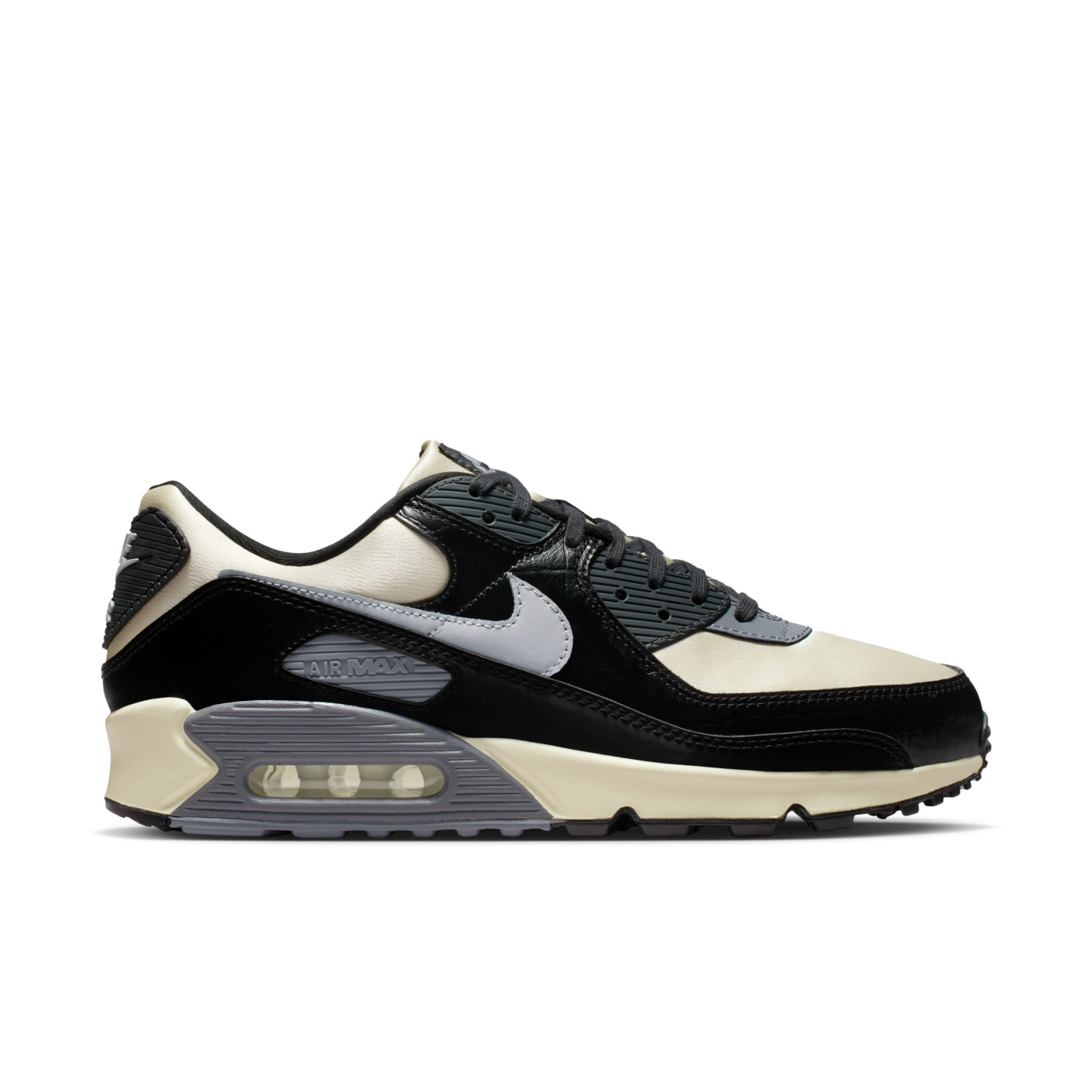 Nike Air Max 90 Baskets Blanc Cassé Noir Gris Argenté