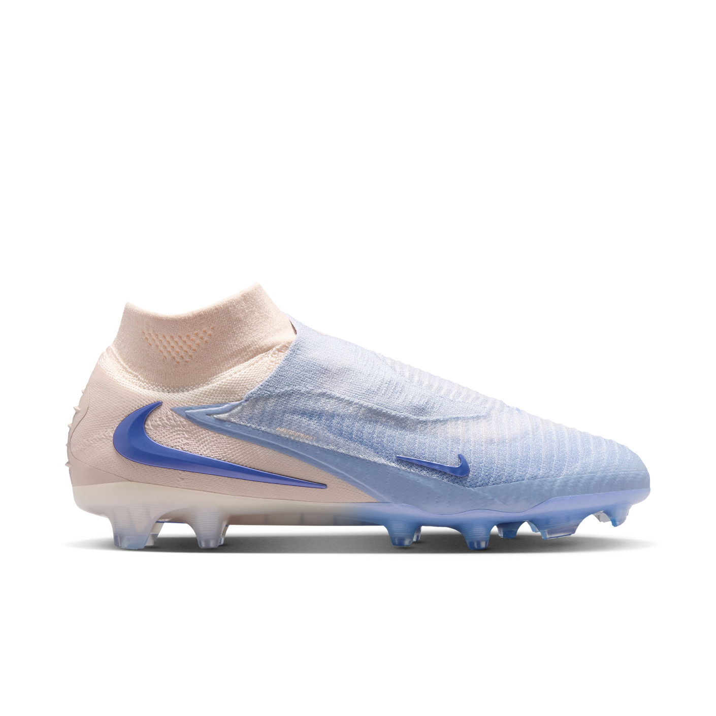 Nike Phantom 6 High LV8 Elite Gazon Naturel Chaussures de Foot (FG) Blanc Cassé Bleu Clair Bleu