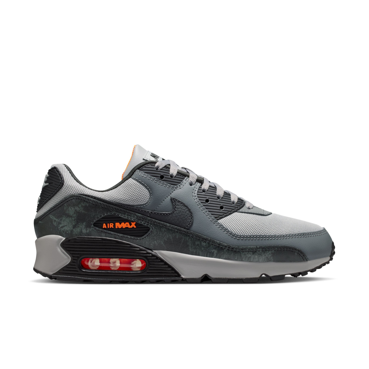 Nike Air Max 90 Premium Sneakers Grijs Zwart Smoke Grey Oranje
