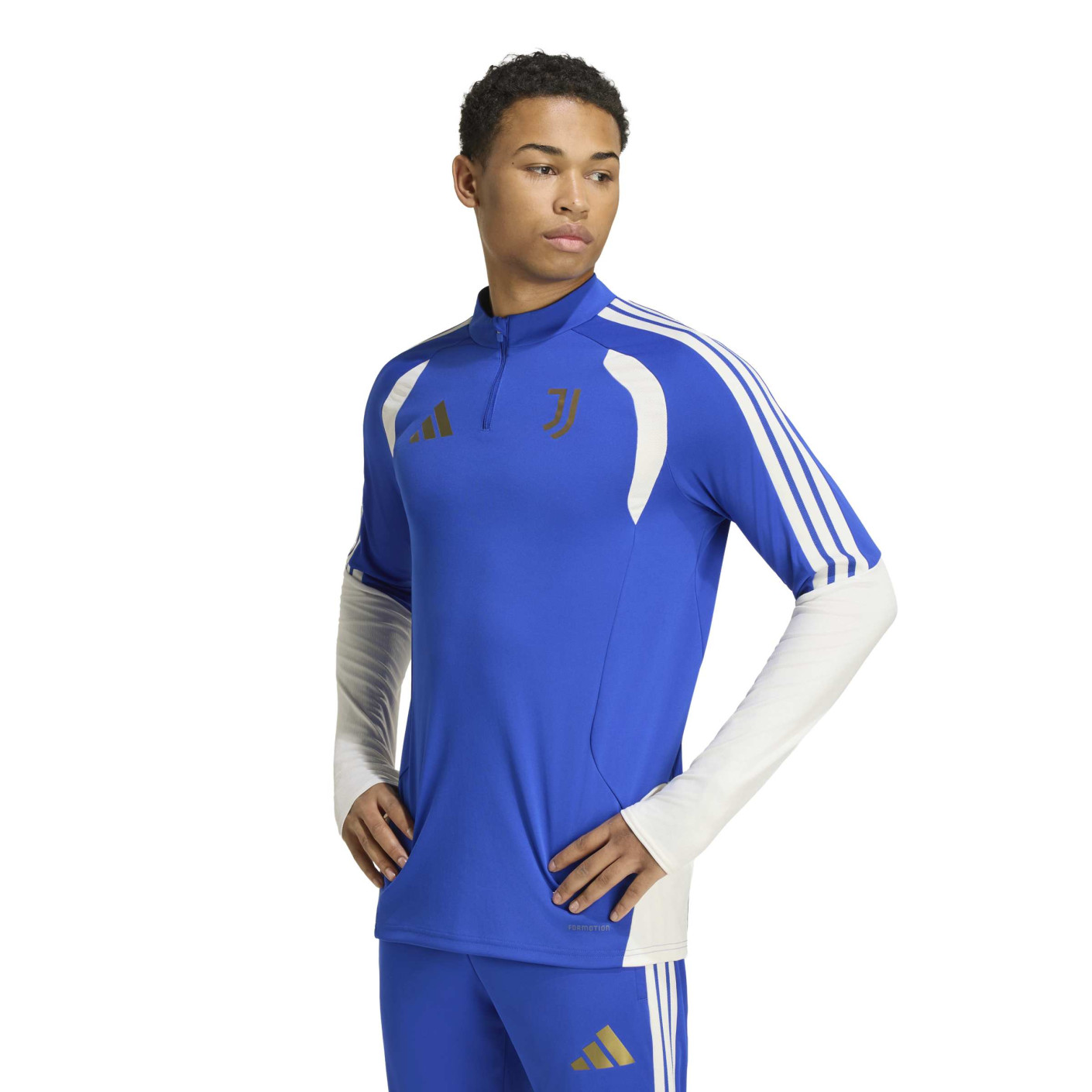Haut d'entraînement adidas Juventus, pull 1/4-Zip 2026-2027, bleu, blanc, or