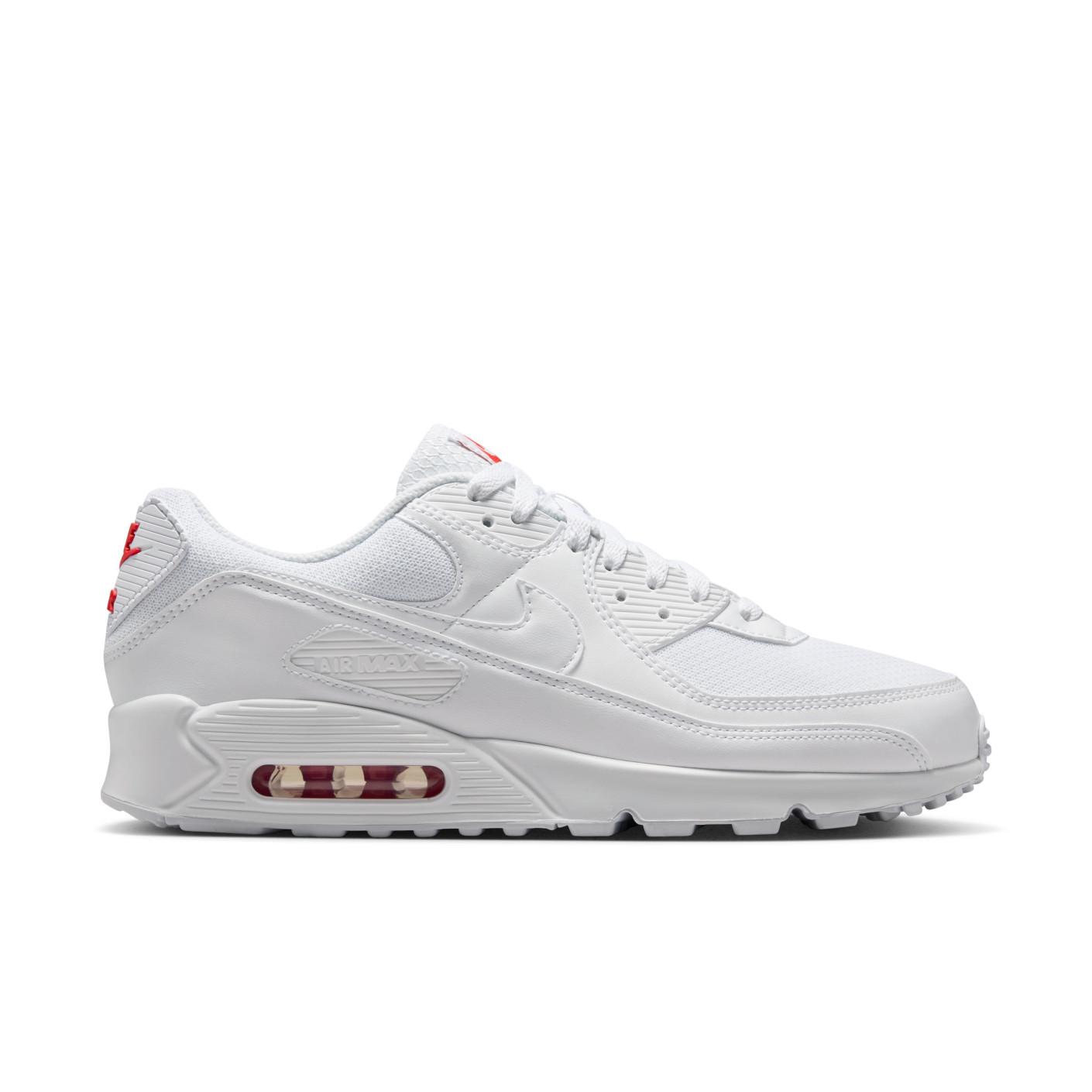 Nike Air Max 90 Baskets Blanc Blanc Rouge Vif