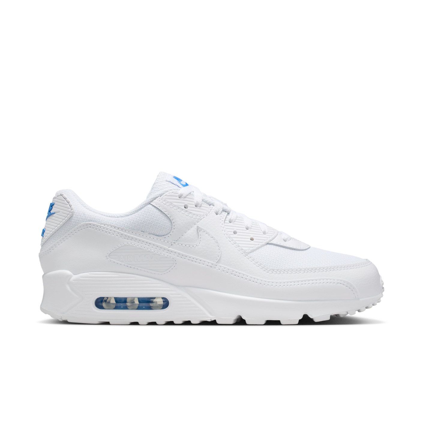 Nike Air Max 90 Baskets Blanc Bleu Crystal