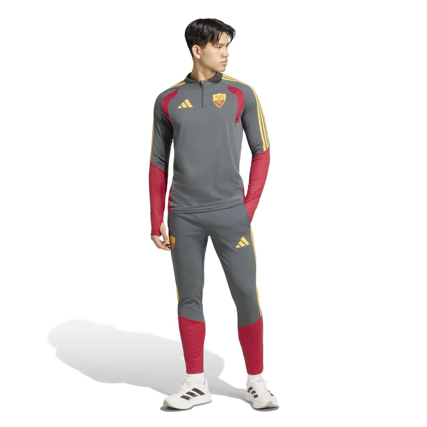 Survêtement adidas AS Roma 1/4-Zip 2026-2027 gris foncé rouge orange
