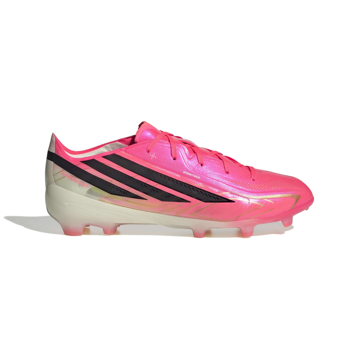 adidas F50 Hyperfast Elite Gazon Naturel Chaussures de Foot (FG) Enfants Rose Vif Noir Doré Blanc
