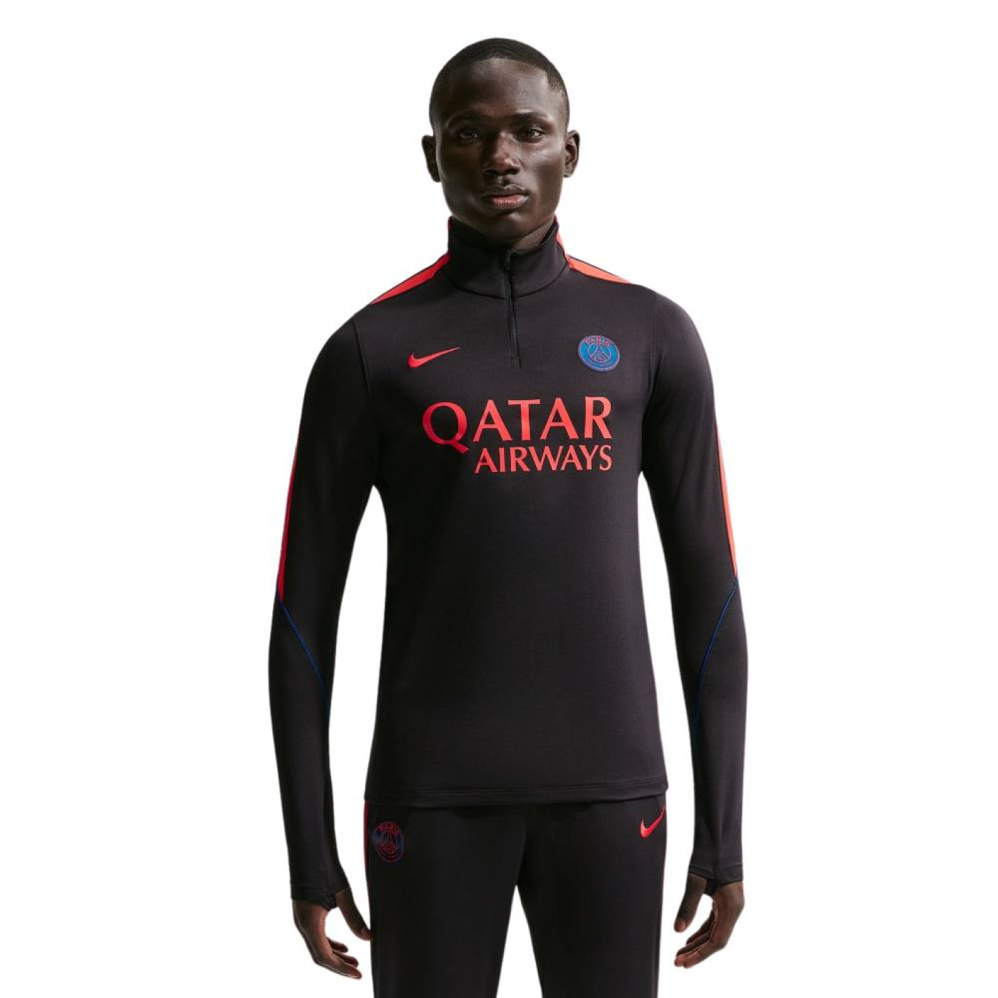 Haut d'entraînement Nike Paris Saint-Germain Strike 1/4-Zip 2026-2027 noir rouge vif bleu foncé