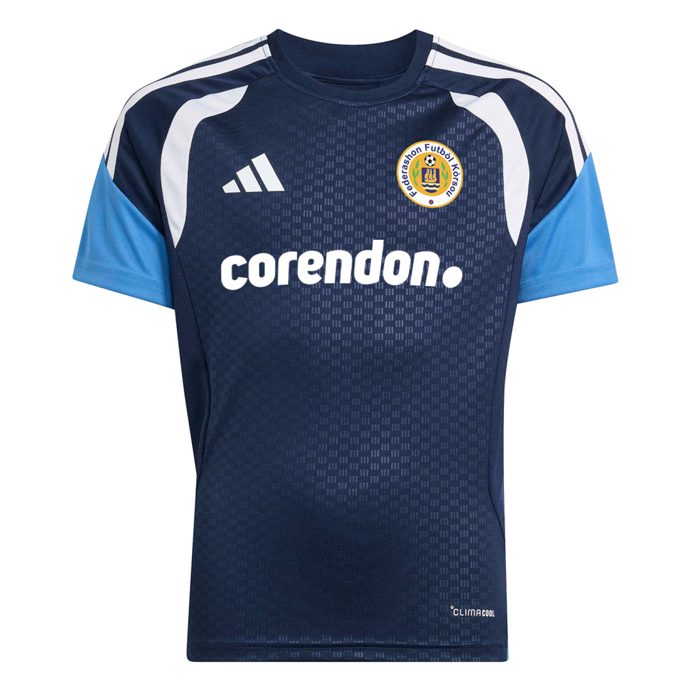 Chemise d'entraînement adidas FFK Curaçao 2026-2028 Sponsors Bleu foncé pour Enfants