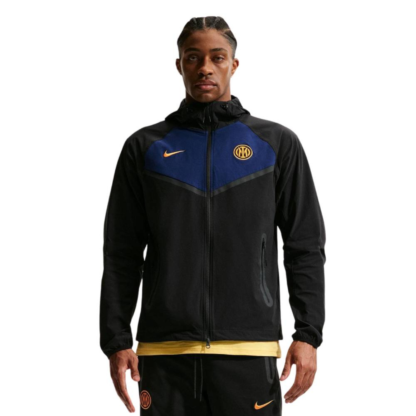 Veste Windrunner Nike Inter Milan Tech Woven, noir, bleu, doré