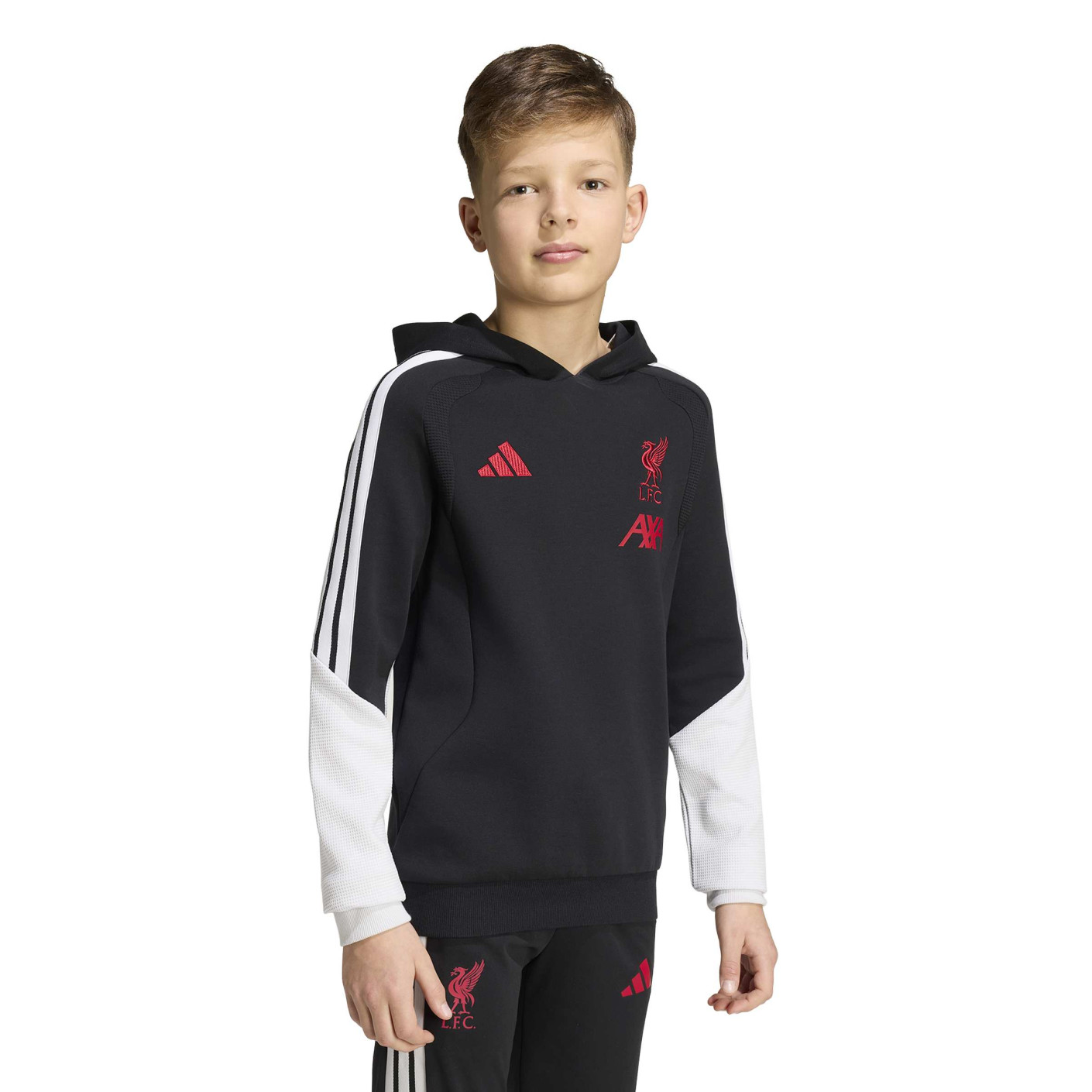 adidas Liverpool Hoodie 2026-2027 Kids Zwart Wit Rood