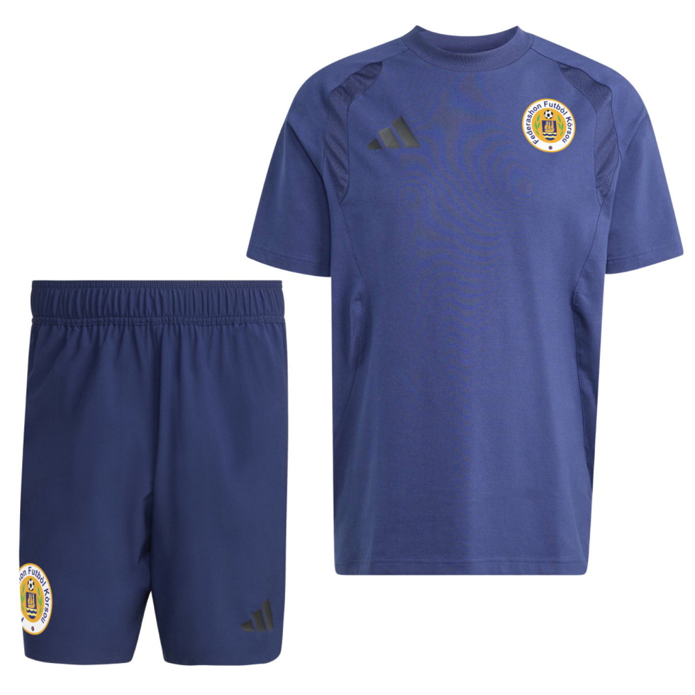 Kit d'entraînement adidas FFK Curaçao Tiro Travel 2026-2028 bleu foncé