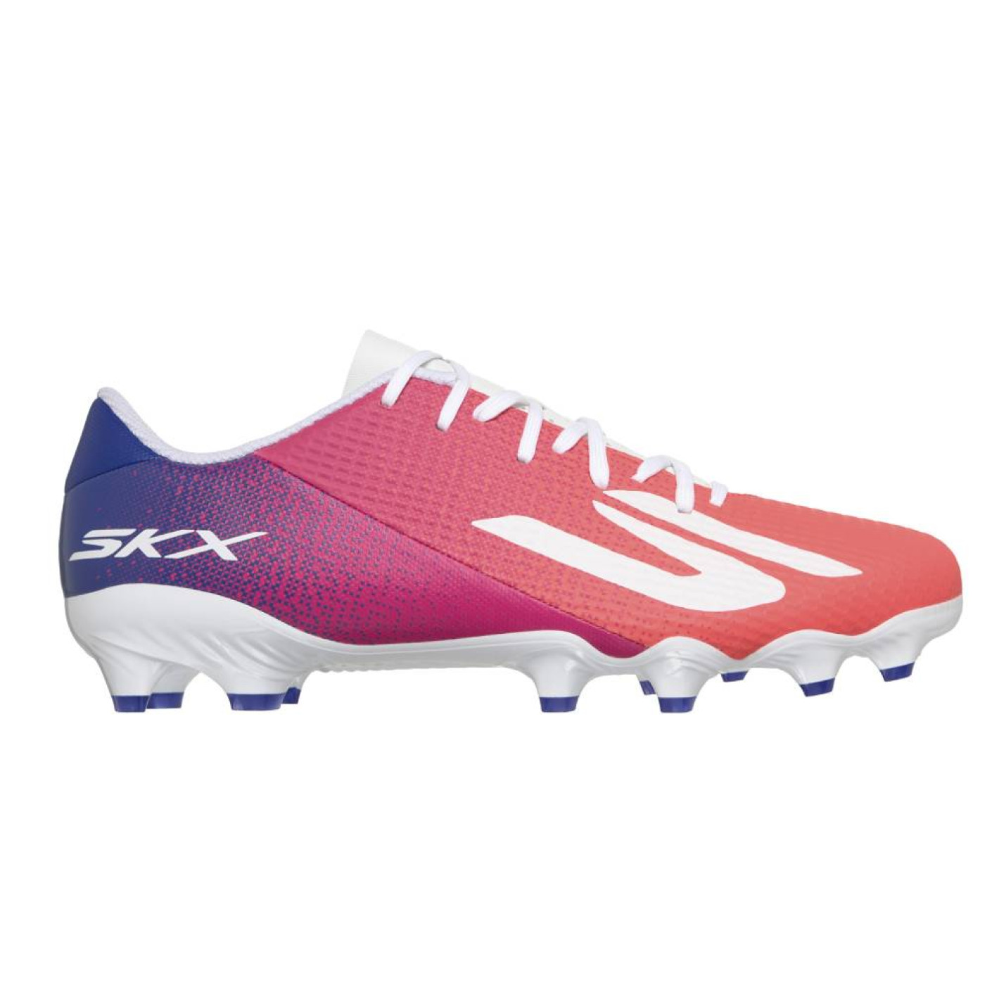 Skechers SKX_2 Academy Gazon Naturel Chaussures de Foot (FG) Blanc Rouge Vif Bleu Rose