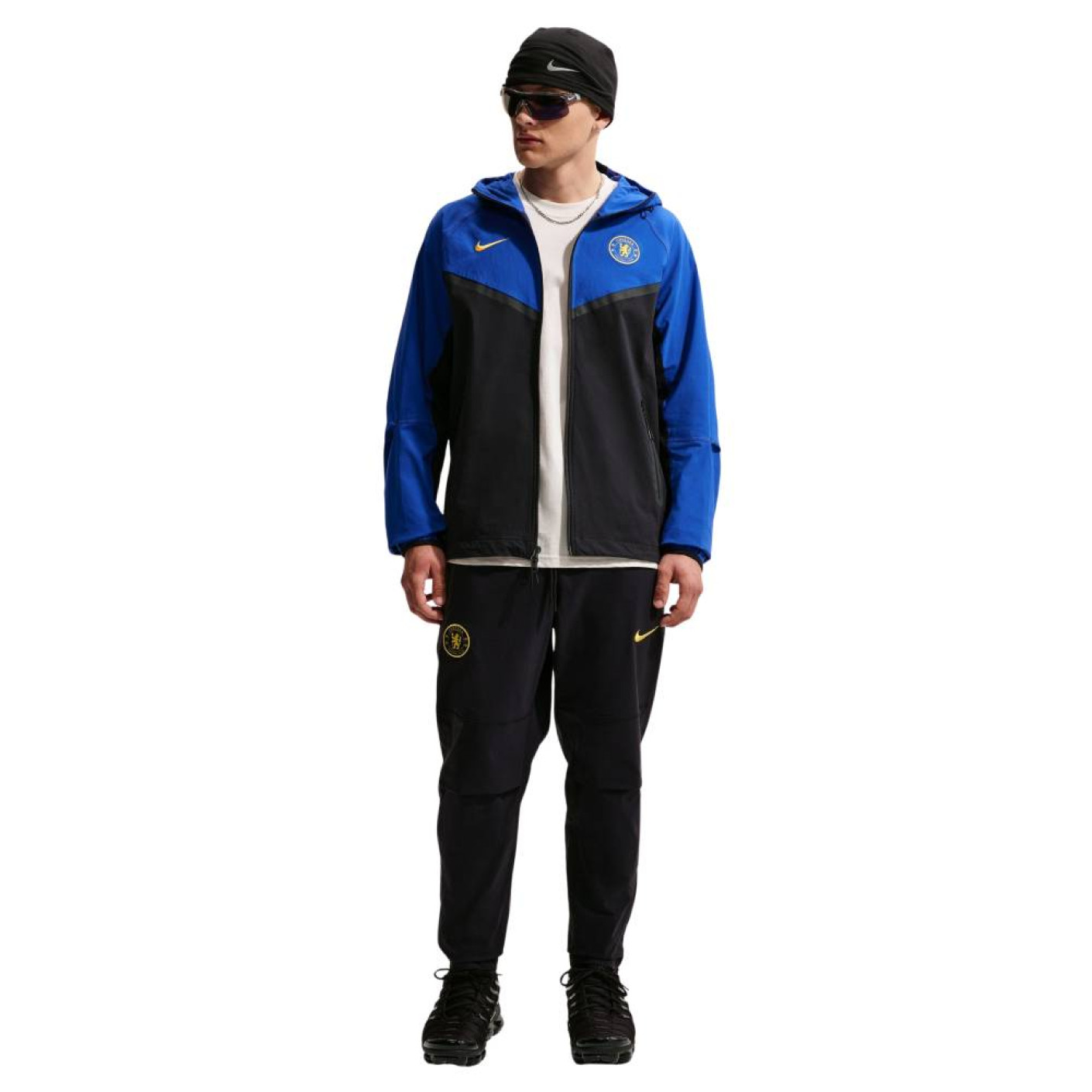 Survêtement tissé Nike Chelsea Tech 2026-2027 bleu foncé, bleu foncé, jaune doré