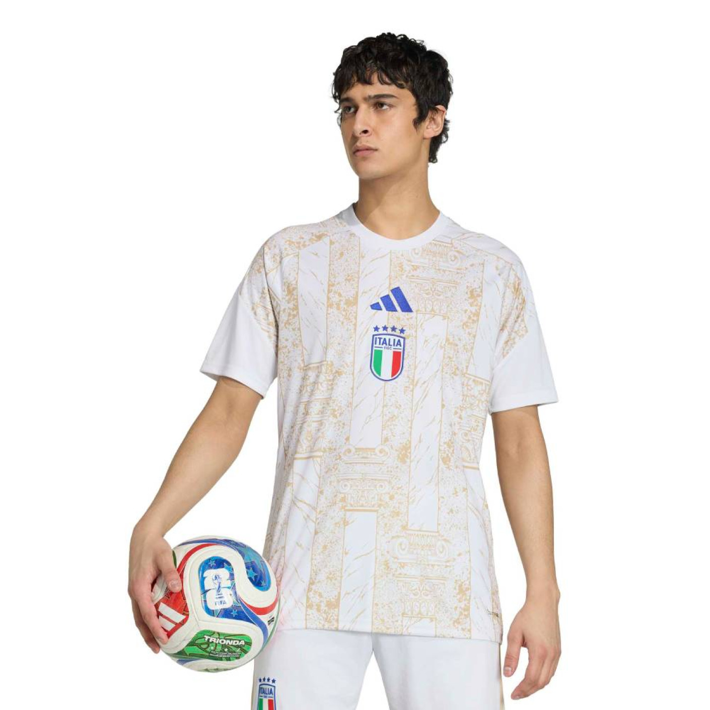 adidas Italie Pre-Match Maillot d'Entraînement 2026-2028 Blanc Doré Bleu