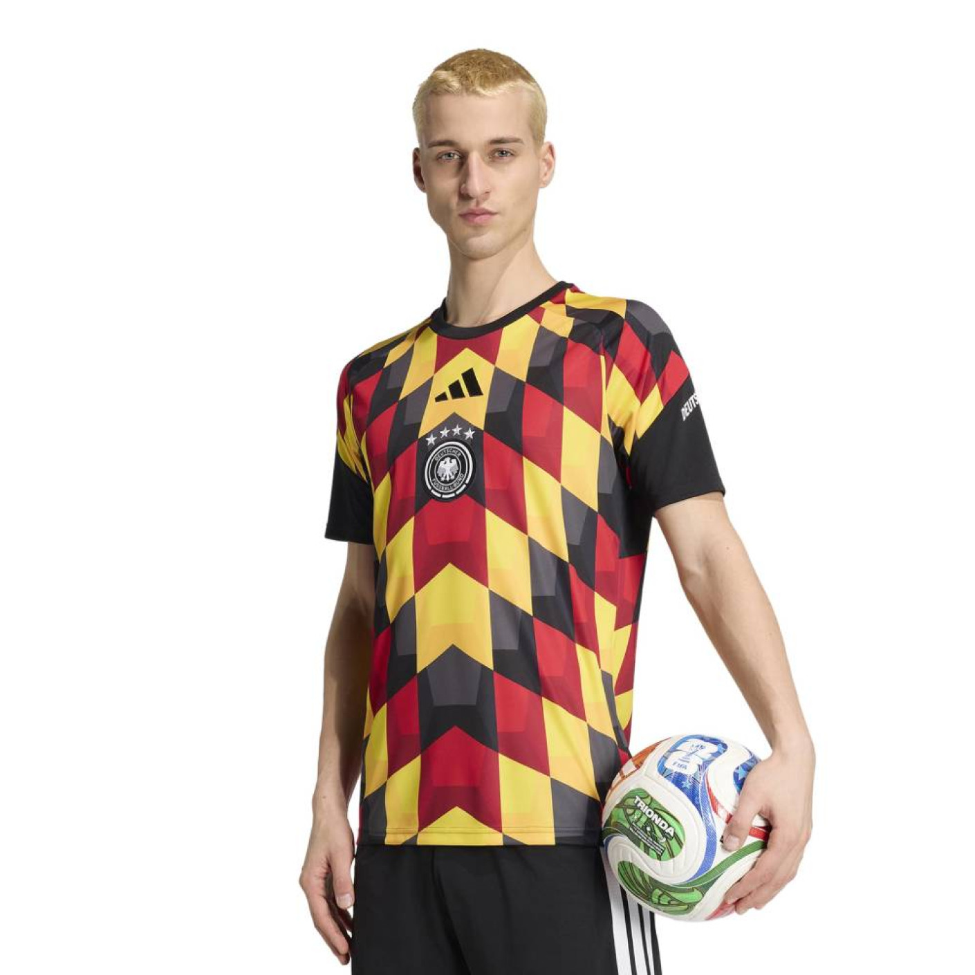 adidas Allemagne Pre-Match Maillot d'Entraînement 2026-2028 Noir Jaune Rouge Blanc