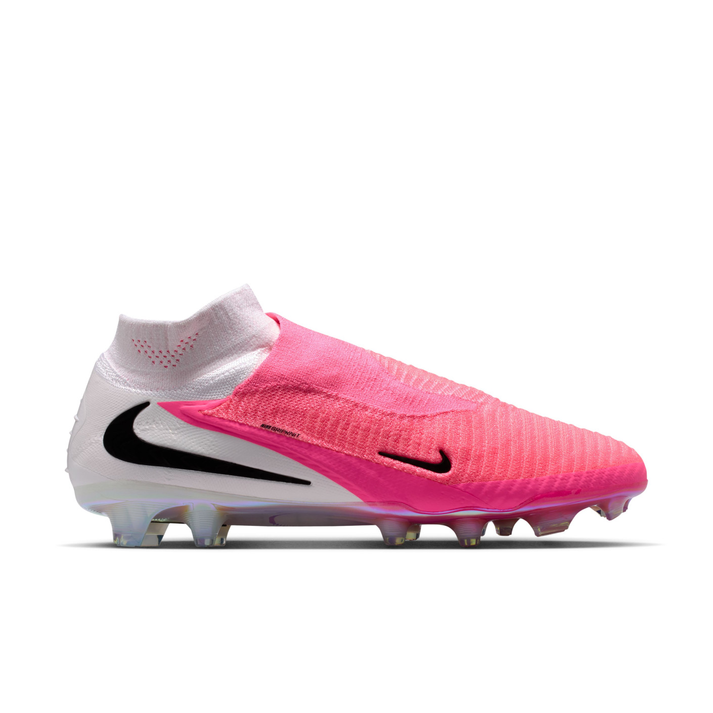 Nike Phantom 6 High Elite Gazon Naturel Chaussures de Foot (FG) Blanc Rose Vif Noir