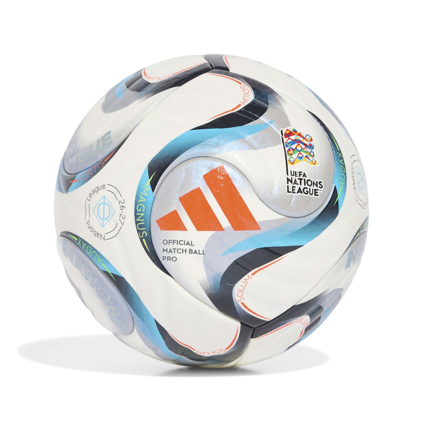 adidas UEFA Nations League Pro Ballon de Foot Taille 5 2026-2027 Blanc Bleu Orange