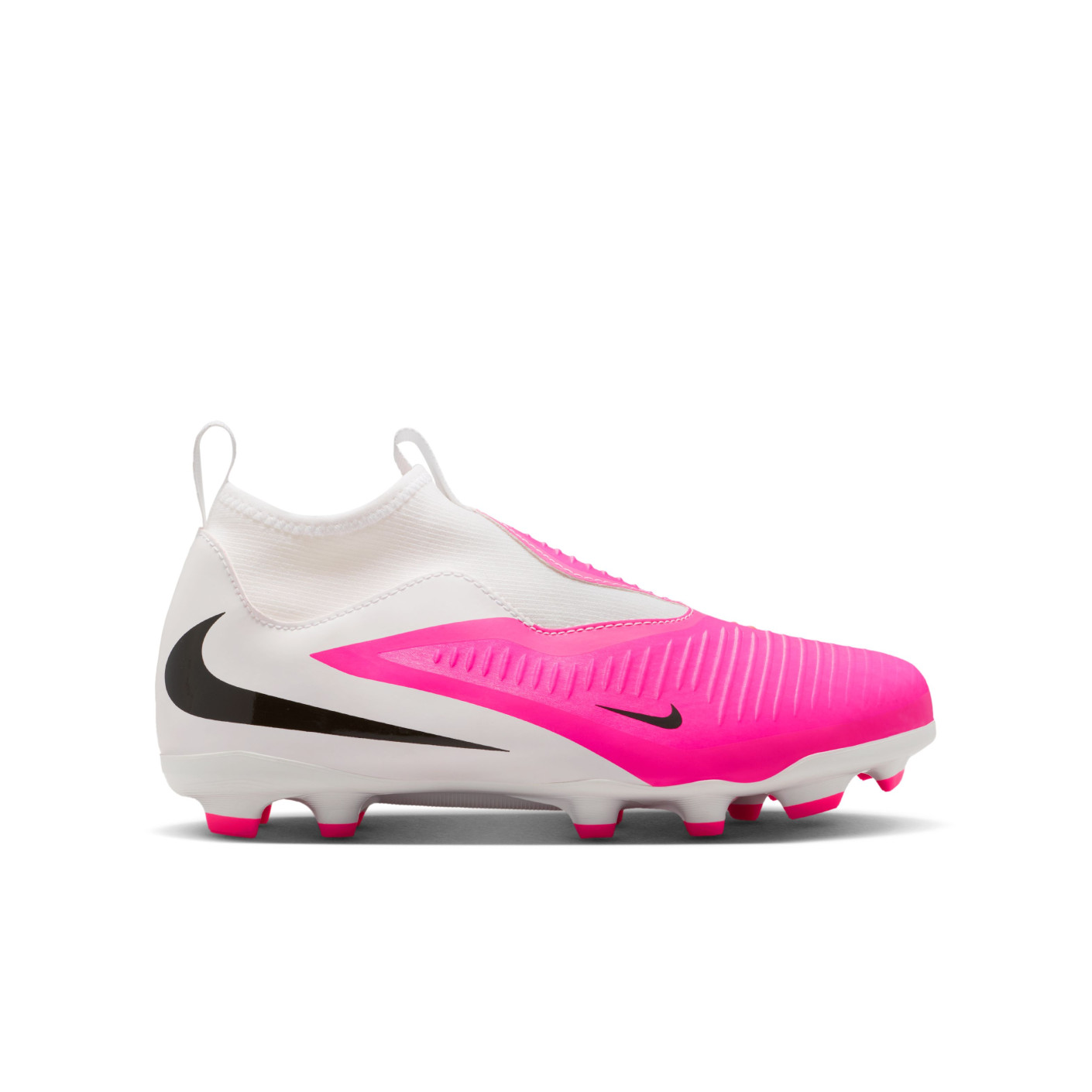 Nike Phantom 6 High Academy Gazon Naturel Artificiel Chaussures de Foot (MG) Enfants Blanc Rose Vif Noir