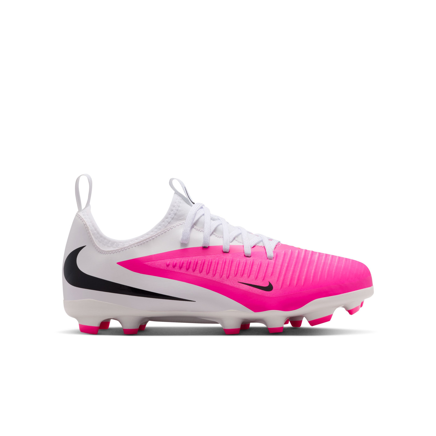 Nike Phantom 6 Low Academy Gazon Naturel Artificiel Chaussures de Foot (MG) Enfants Blanc Rose Vif Noir