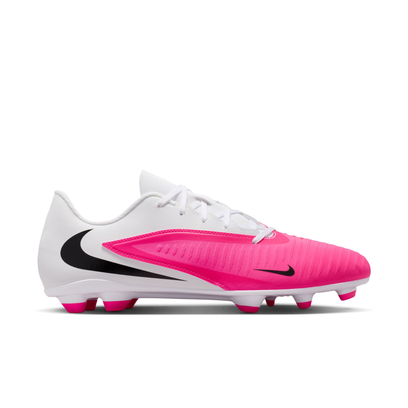 Nike Phantom 6 Low Club Gazon Naturel Artificiel Chaussures de Foot (MG) Blanc Rose Vif Noir