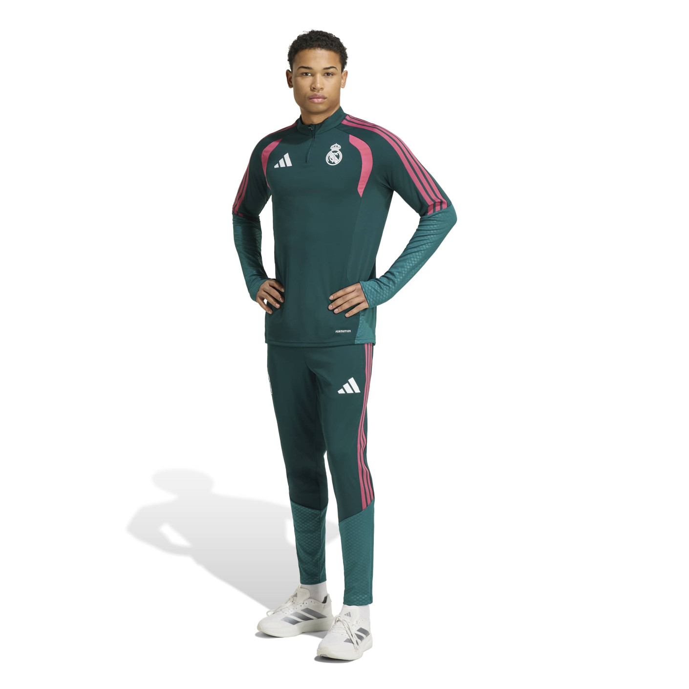 adidas Real Madrid Trainingspak 1/4-Zip 2026-2027 Donkergroen Roze Wit