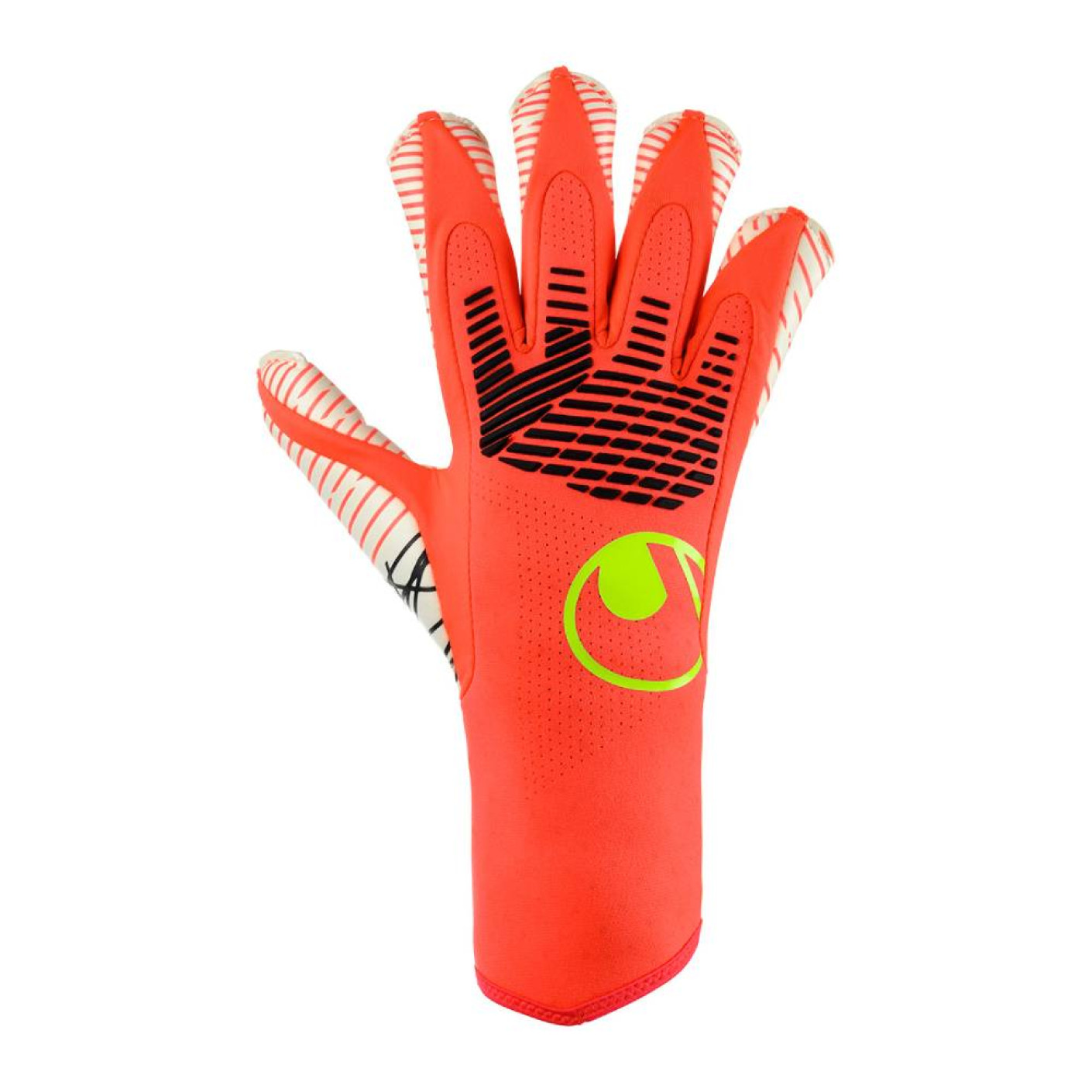 Uhlsport FM Ultragrip Hybrid Gants de Gardien de But Rouge Vif Noir Jaune Vif