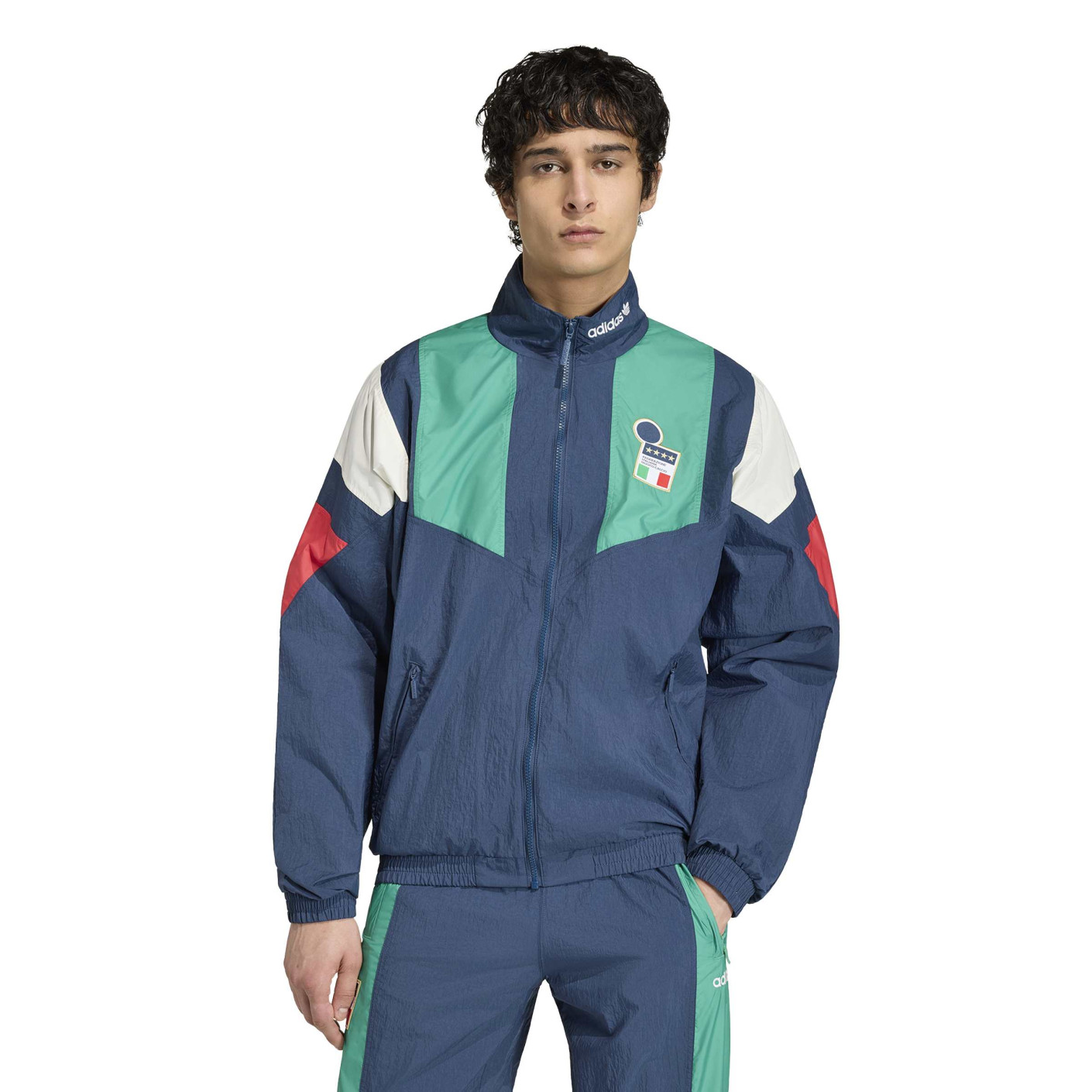 adidas Italië EQT Trainingsjack Donkerblauw Groen Wit Rood