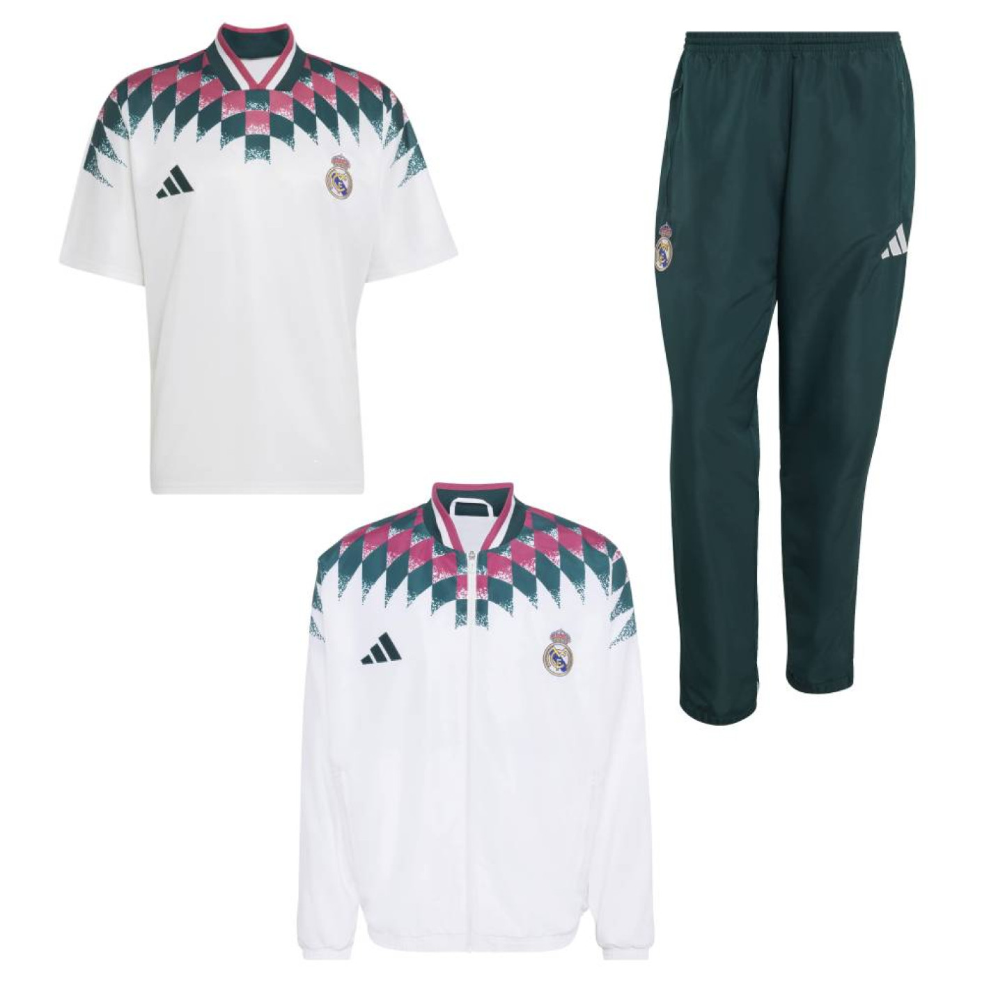 Ensemble complet adidas Real Madrid Stadium 2026-2027 blanc vert foncé noir