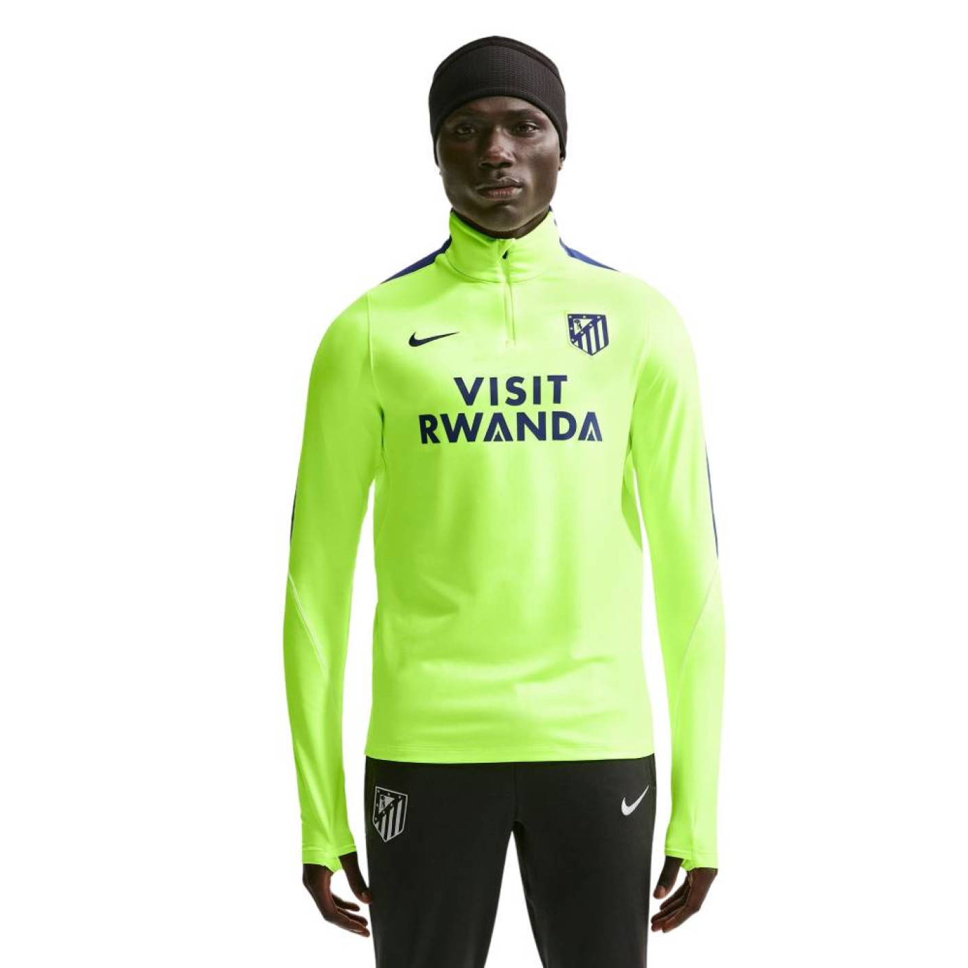 Haut d'entraînement Nike Atletico Madrid Strike 1/4-Zip 2026-2027 Vert fluo Bleu foncé