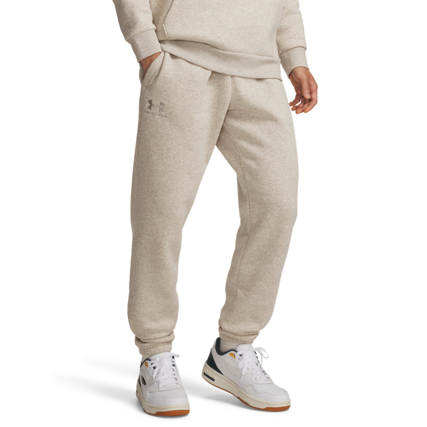 Under Armour Essential Icon Fleece Joggingbroek Lichtgrijs Beige