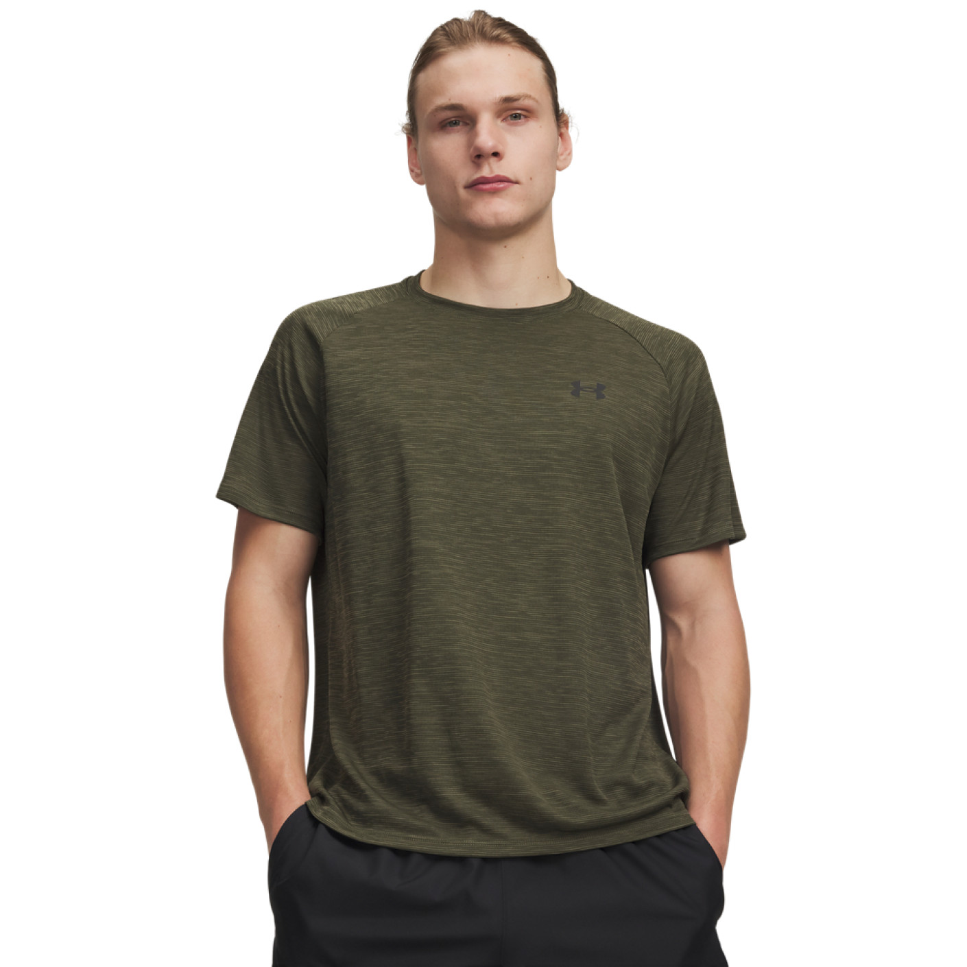 Chemise d'entraînement texturée Under Armour Tech vert foncé noir