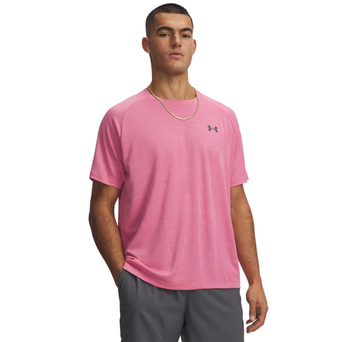 Under Armour Tech Textured Trainingsshirt Roze Zwart