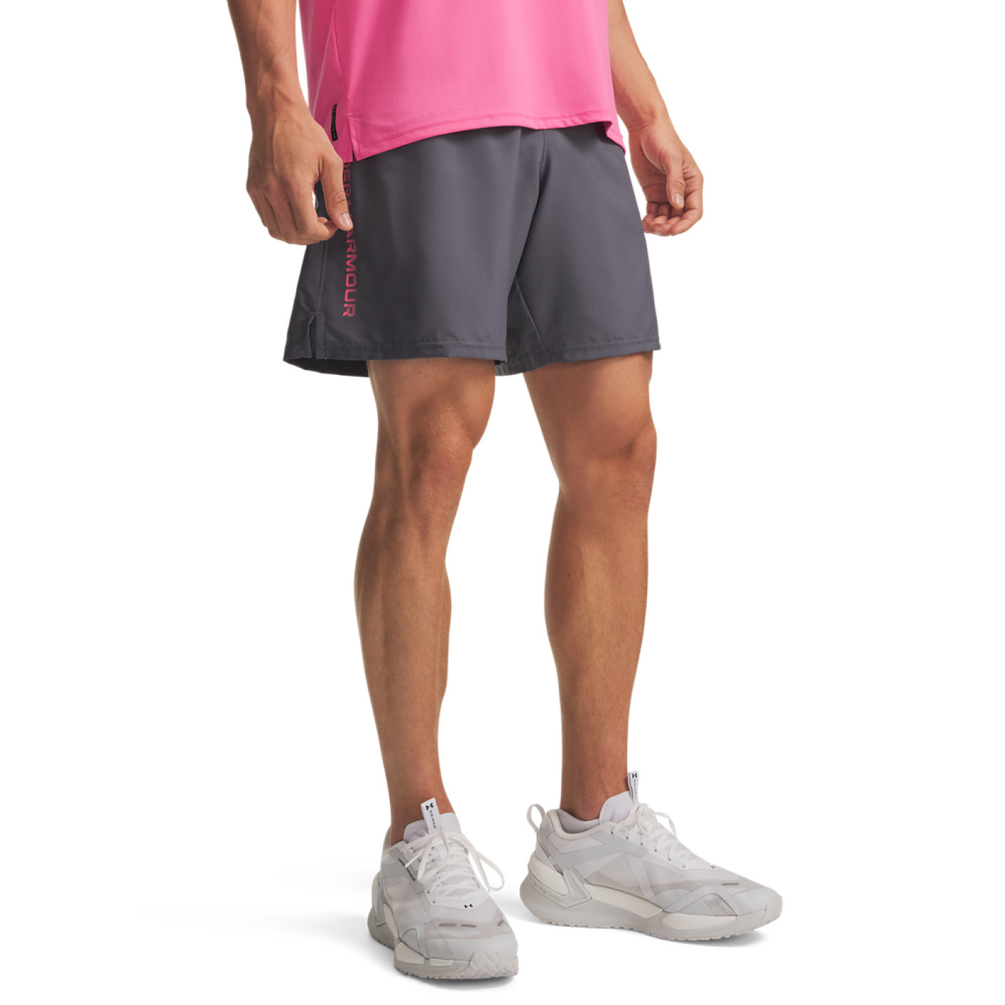 Under Armour Tech Woven Wordmark Trainingsbroekje Donkergrijs Roze