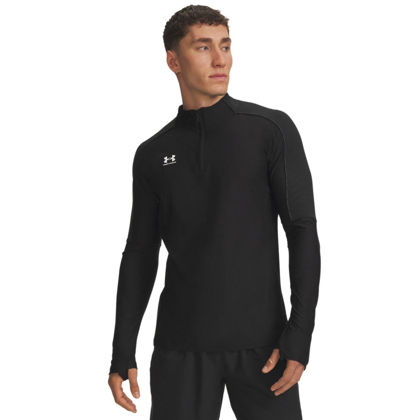Pull d'entraînement Under Armour Challenger Pro à 1/4 fermeture éclair, noir et blanc