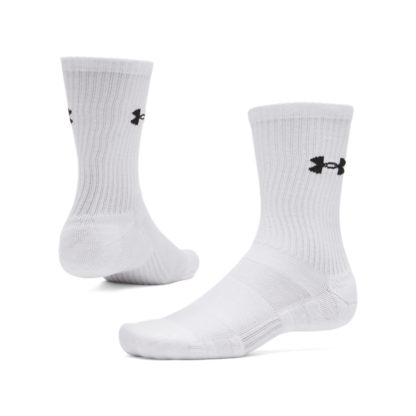 Lot de 3 chaussettes Under Armour Performance Cotton Crew, blanches et noires