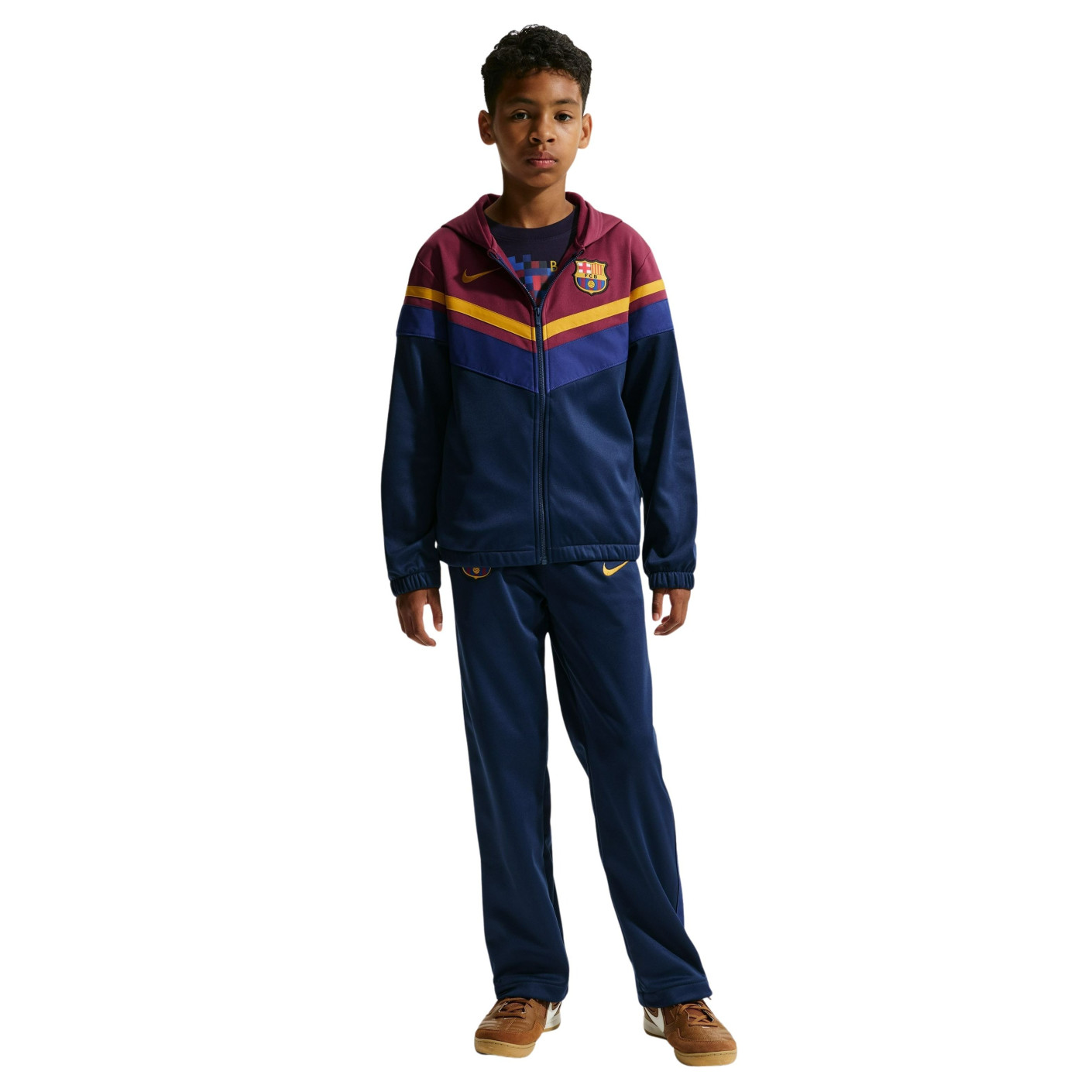 Nike FC Barcelona Sportswear Trainingspak 2026-2027 Kids Donkerblauw Rood Geeloranje