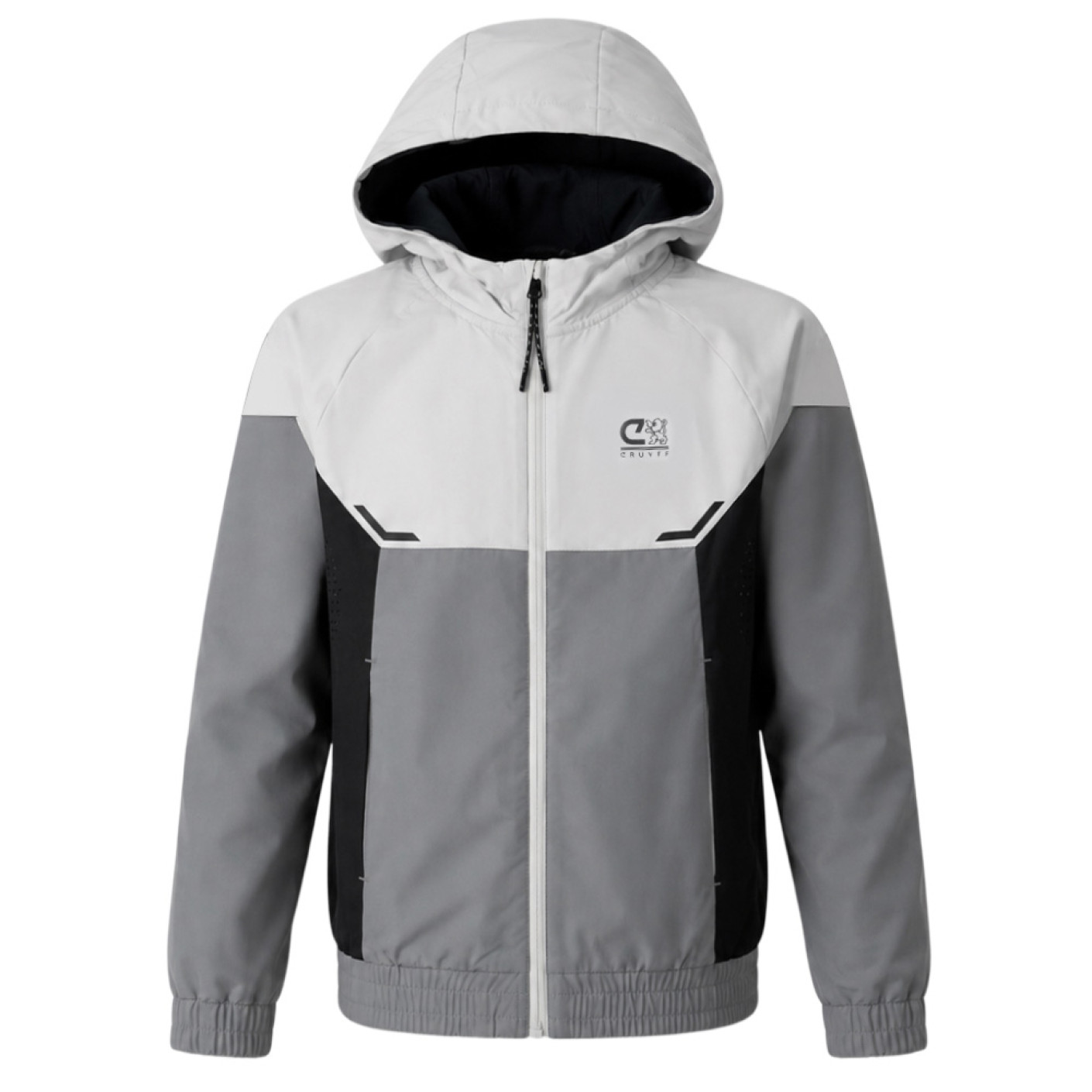 Cruyff Elite 2.0 Hooded Trainingsjack Kids Grijs Lichtgrijs Zwart