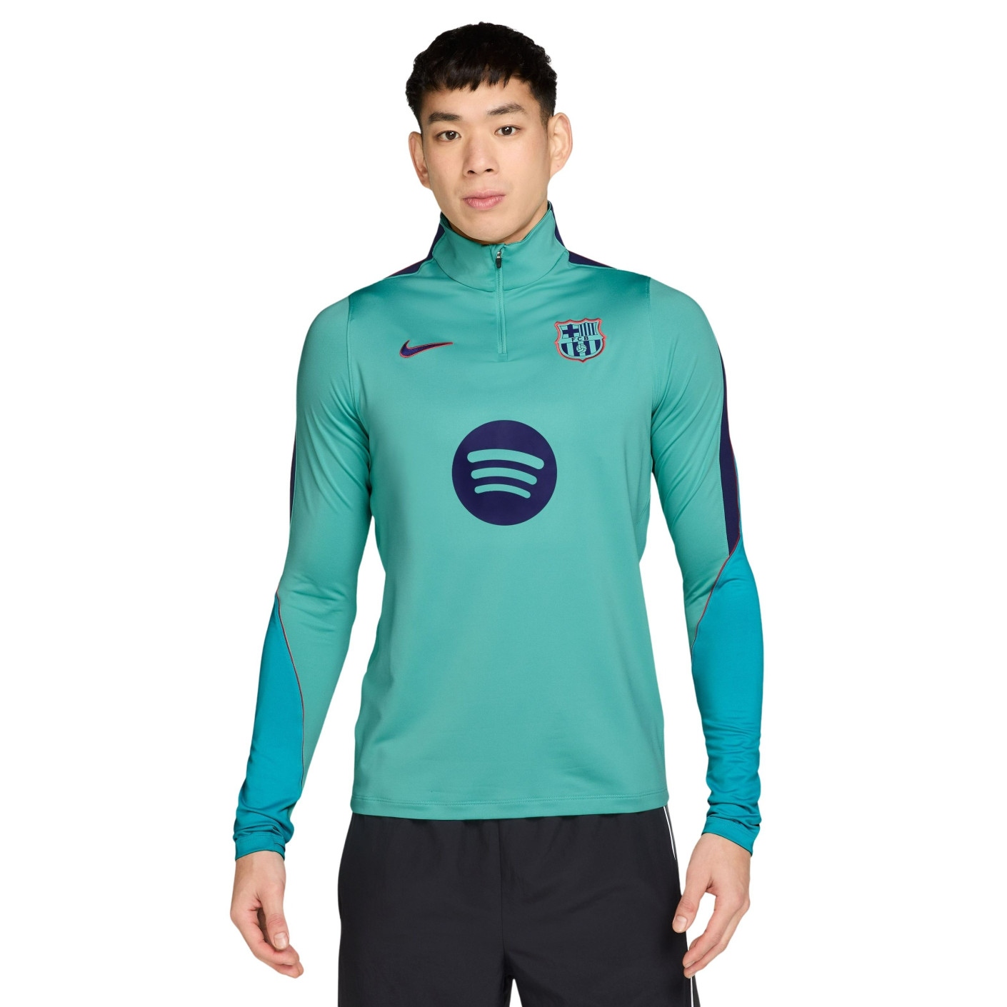 Haut d'entraînement Nike FC Barcelona Strike 1/4-Zip 2026-2027 Turquoise clair Bleu foncé Rouge
