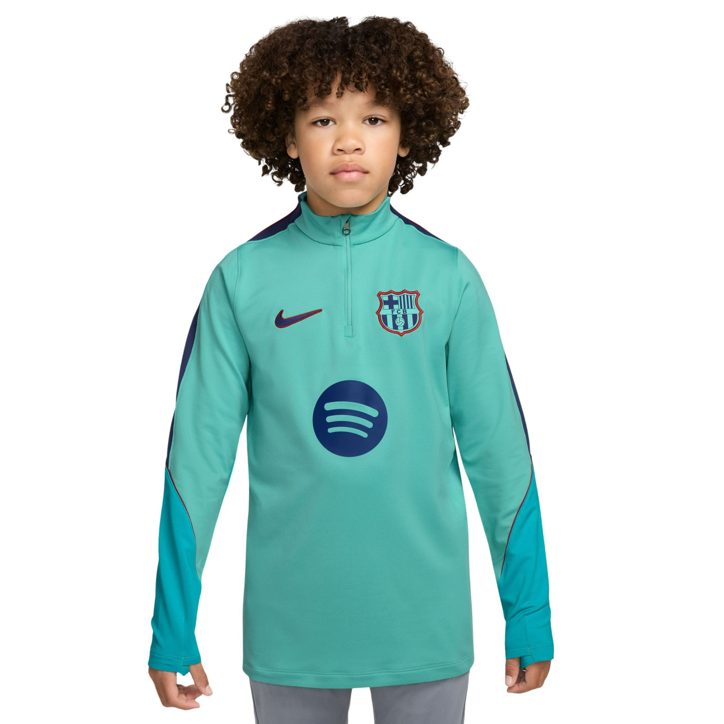 Nike FC Barcelona Strike Trainingstrui 1/4-Zip 2026-2027 Kids Licht Turquoise Donkerblauw Rood