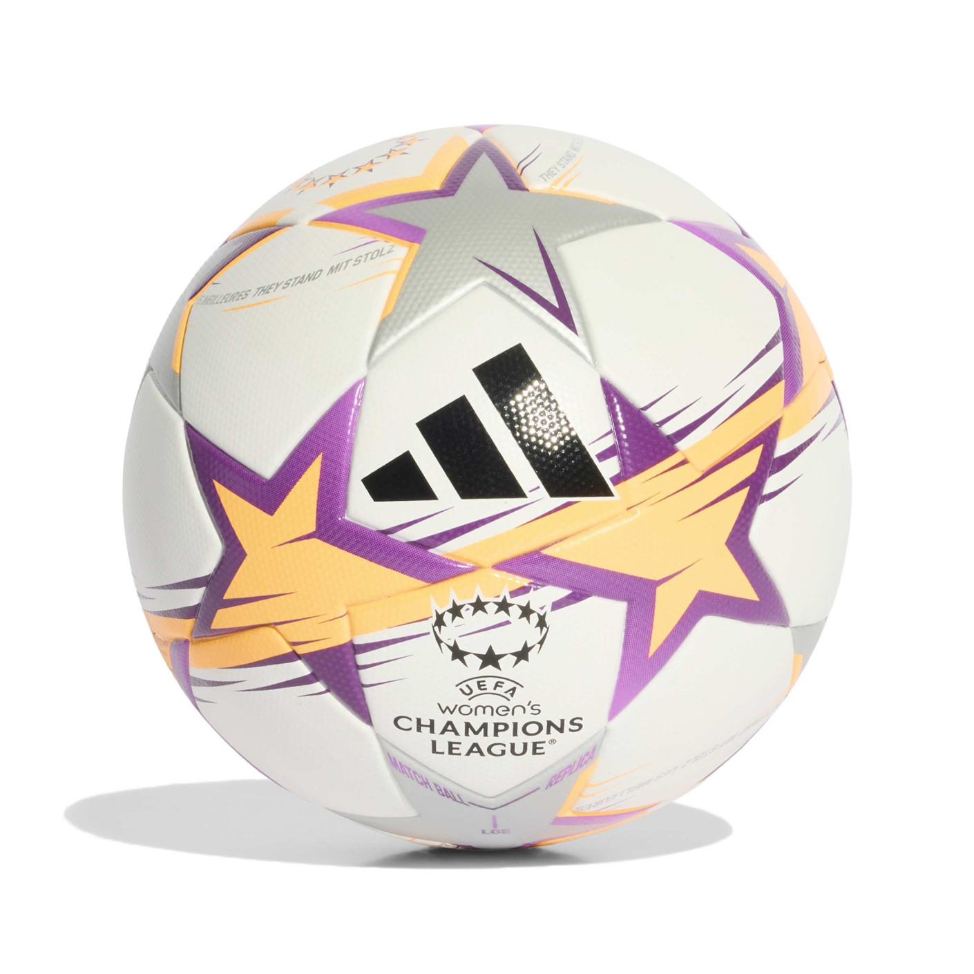 adidas Women's UEFA Champions League League Ballon de Foot Taille 5 2026-2027 Blanc Noir Mauve Orange