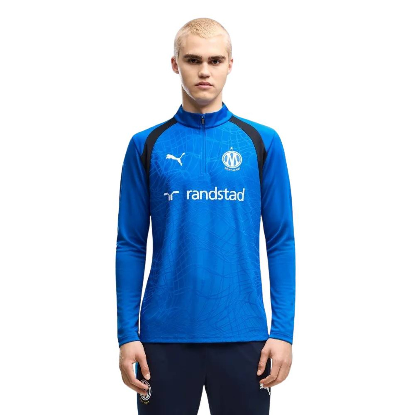 PUMA Olympique Marseille Trainingstrui 1/4-Zip 2026-2027 Blauw Donkerblauw Wit