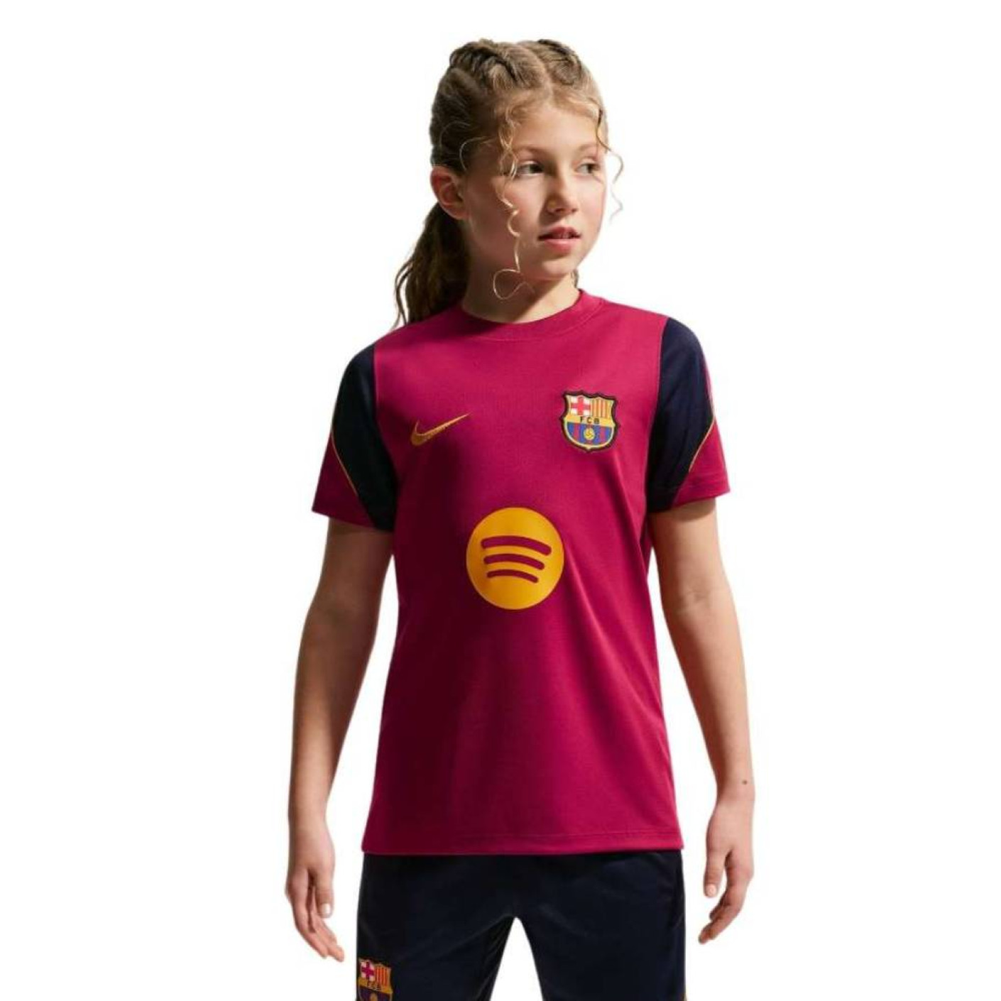 Nike FC Barcelone Strike Maillot d'Entraînement 2026-2027 Enfants Rouge Bleu Foncé Jaune
