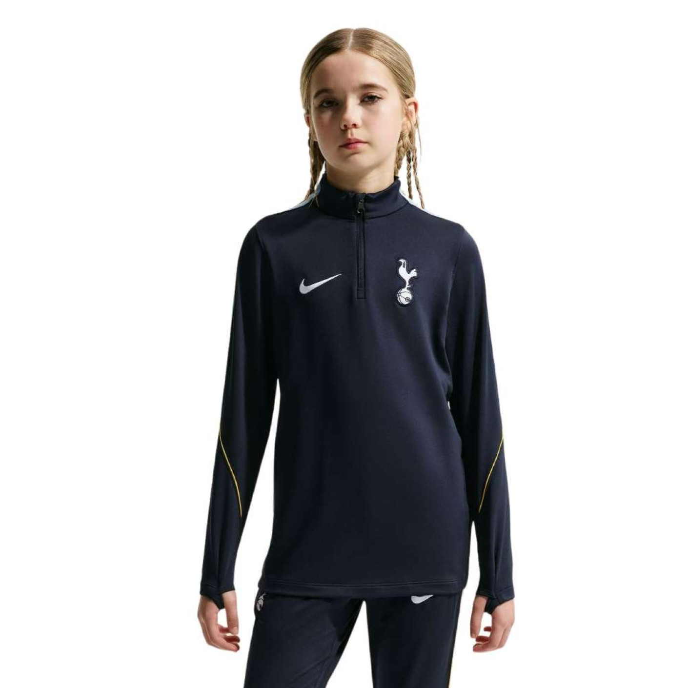 Nike Tottenham Hotspur Strike Trainingstrui 1/4-Zip 2026-2027 Kids Donkerblauw Geel Lichtblauw Wit