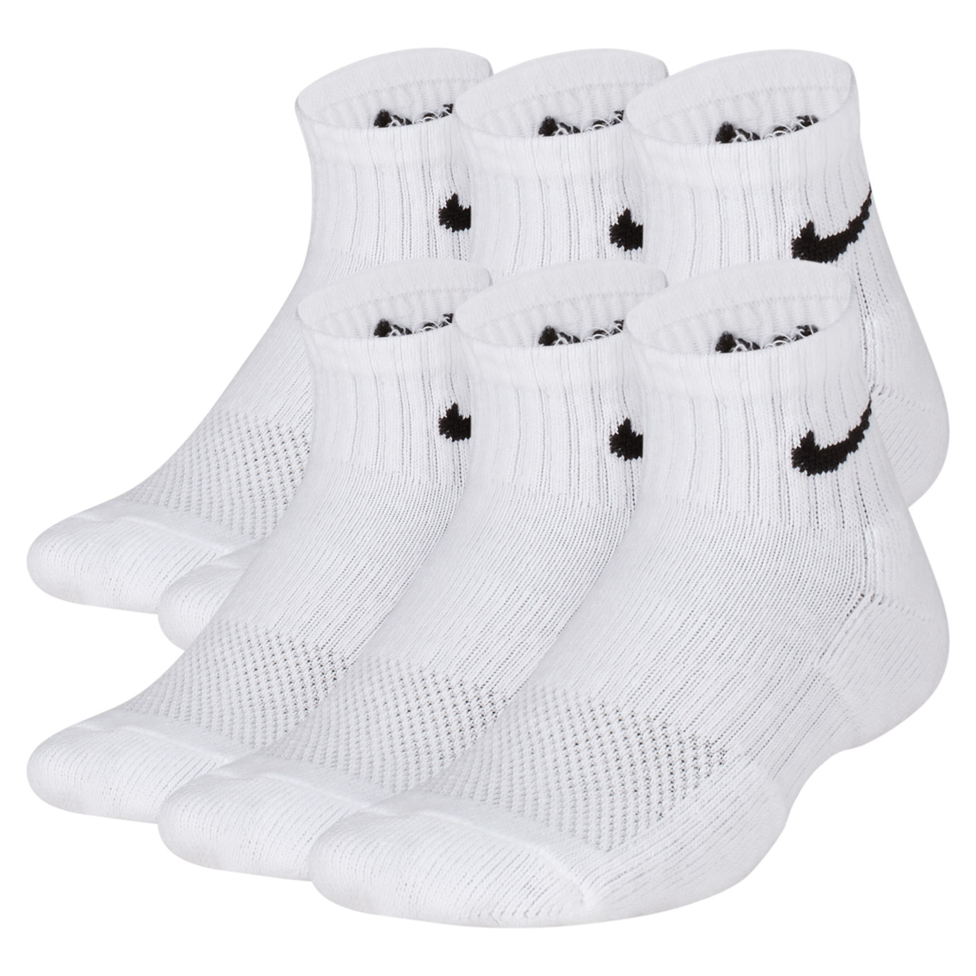 Nike Everyday Sokken Halfhoog 6-Pack Kids Wit Zwart