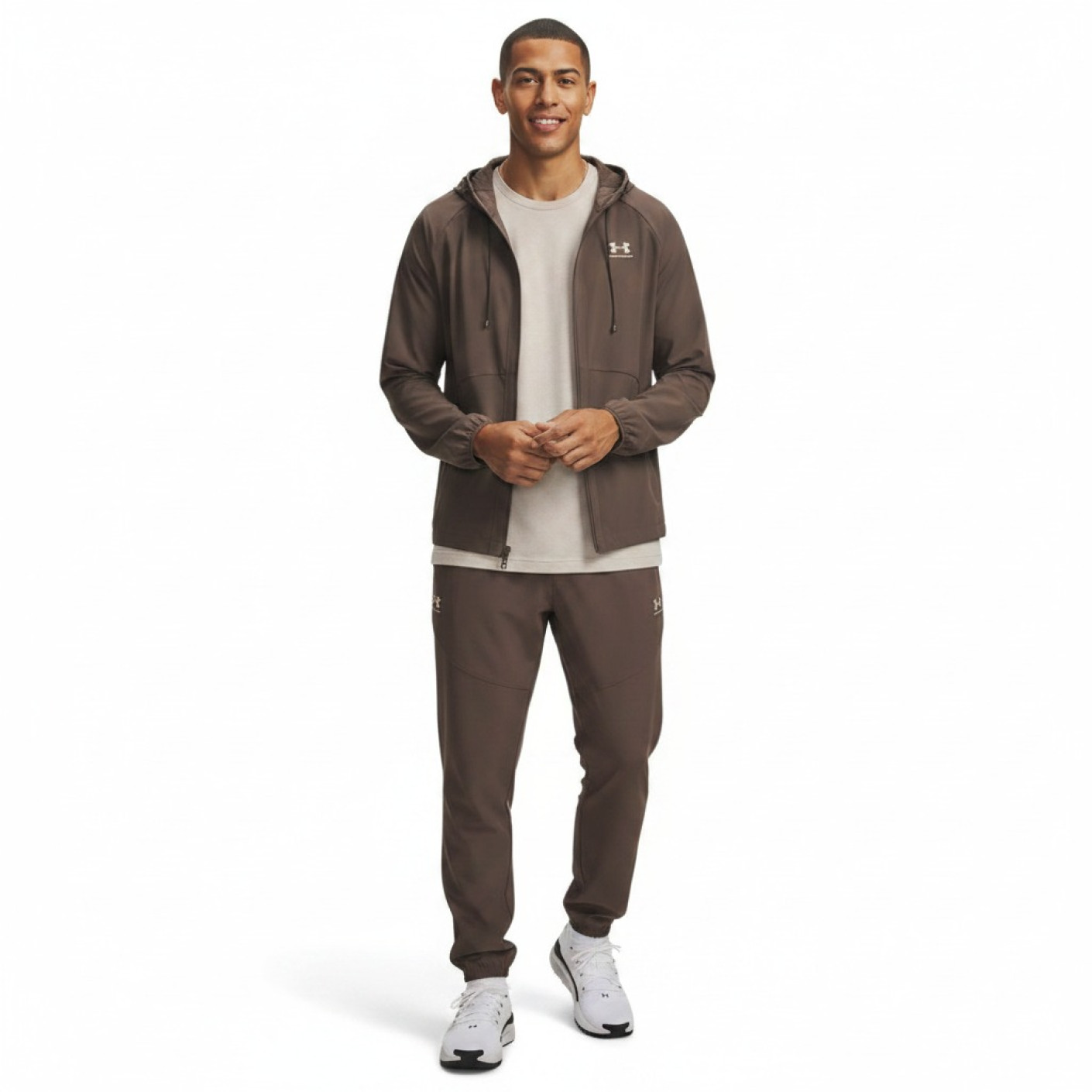 Under Armour Vibe Woven Trainingspak Donkerbruin Beige