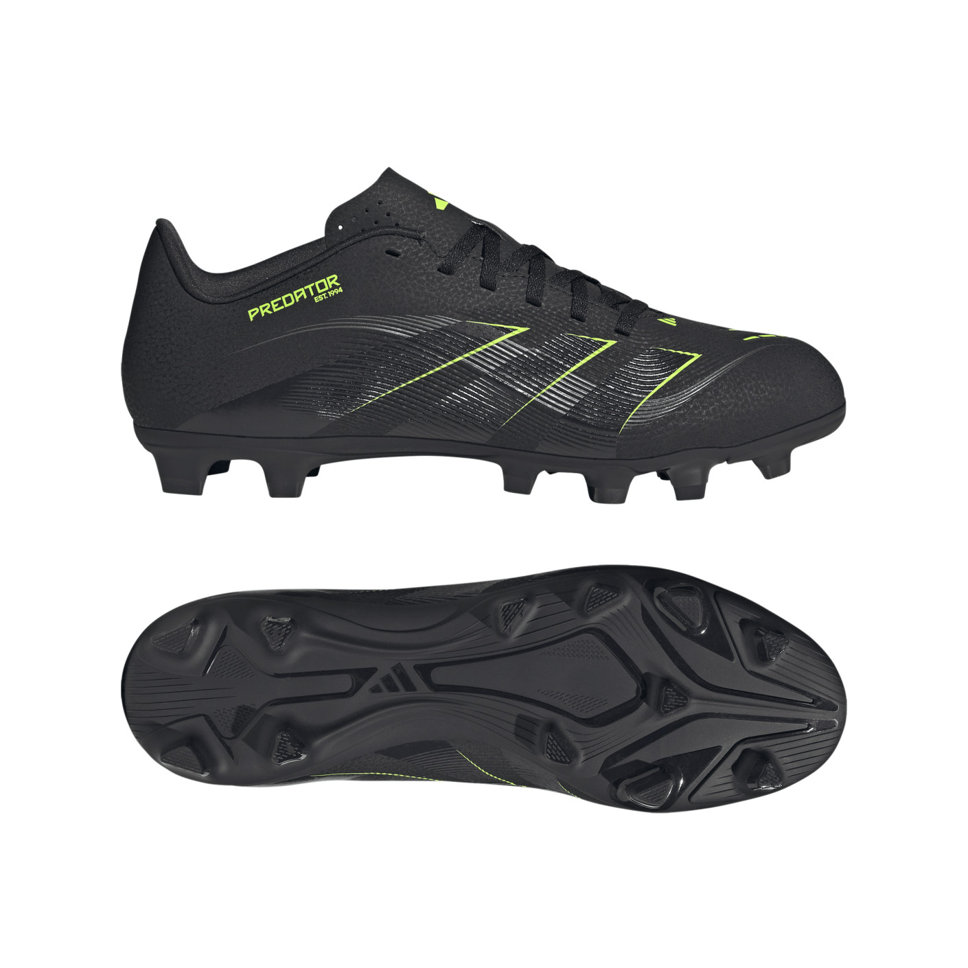 adidas Predator Club Gras / Kunstgras Voetbalschoenen (MG) Zwart Donkergrijs Neongeel