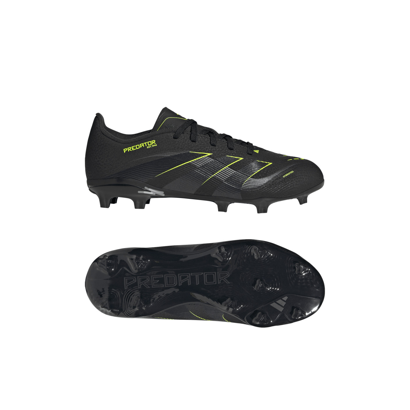 adidas Predator League Gazon Naturel Artificiel Chaussures de Foot (MG) Enfants Noir Gris Foncé Jaune Néon