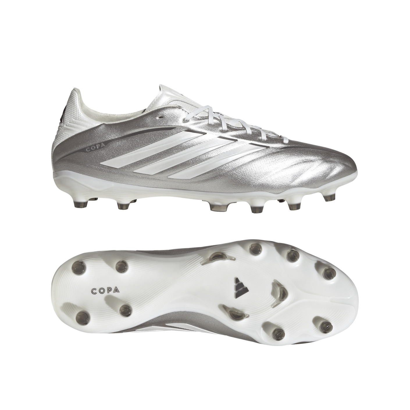 adidas Copa Pure IV Pro Gras Voetbalschoenen (FG) Zilver Wit Donkergrijs