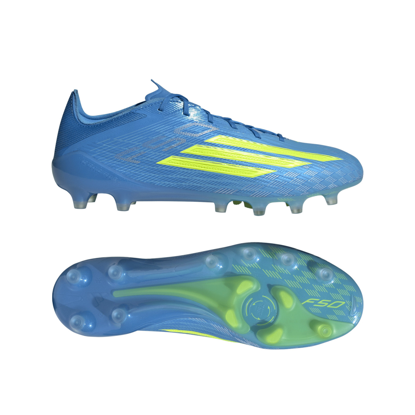 adidas F50 Elite Gazon Artificiel Chaussures de Foot (AG) Bleu Néon Jaune